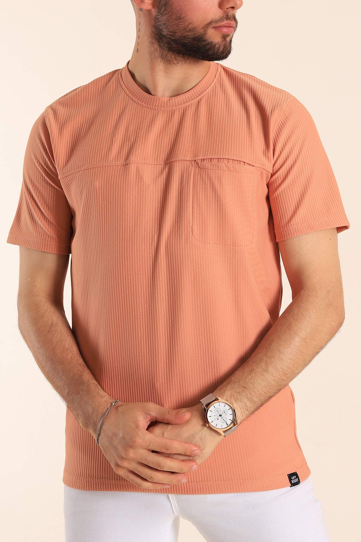 Somon Slim Fit Fitilli Doku Cepli Erkek Tişört 190185