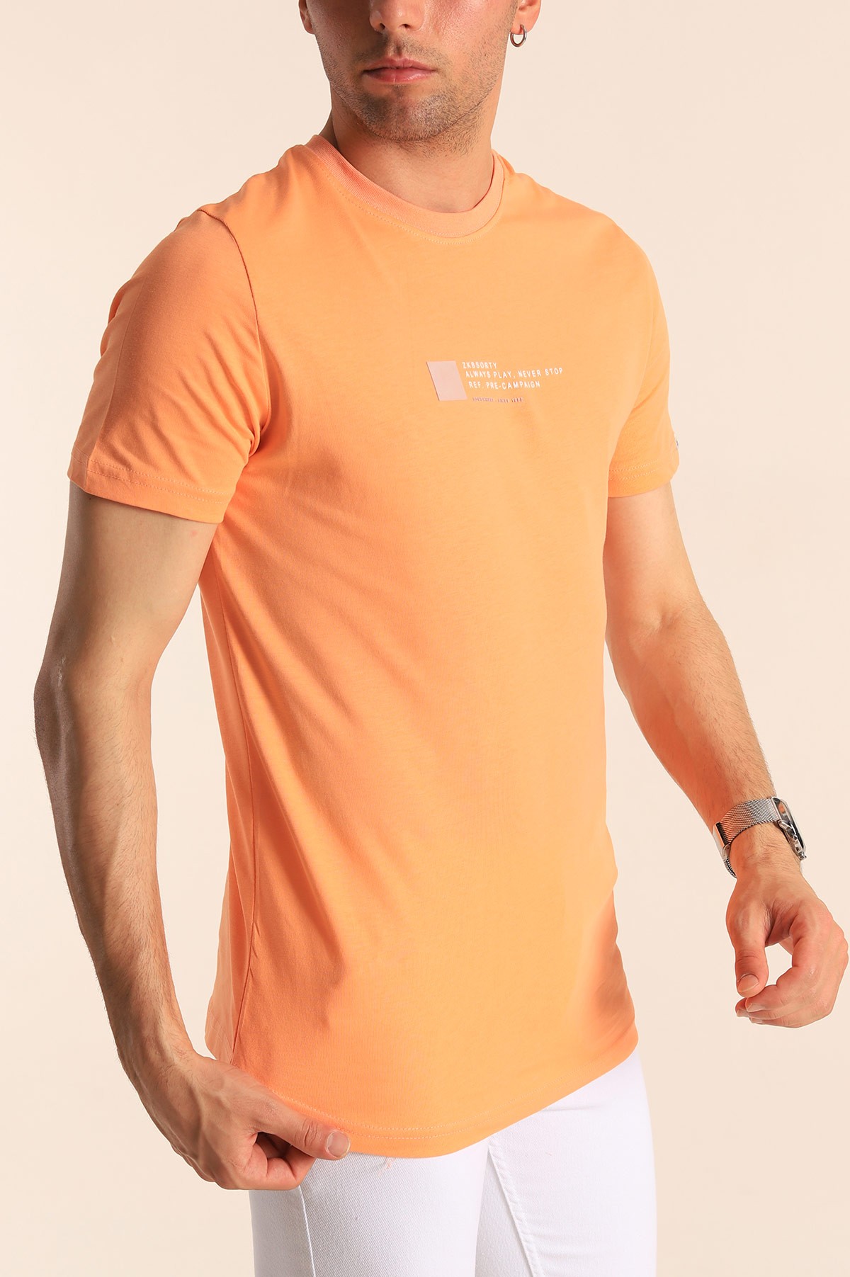 Somon Slim Fit Kabartma Yazı Detay Erkek Tişört 181957