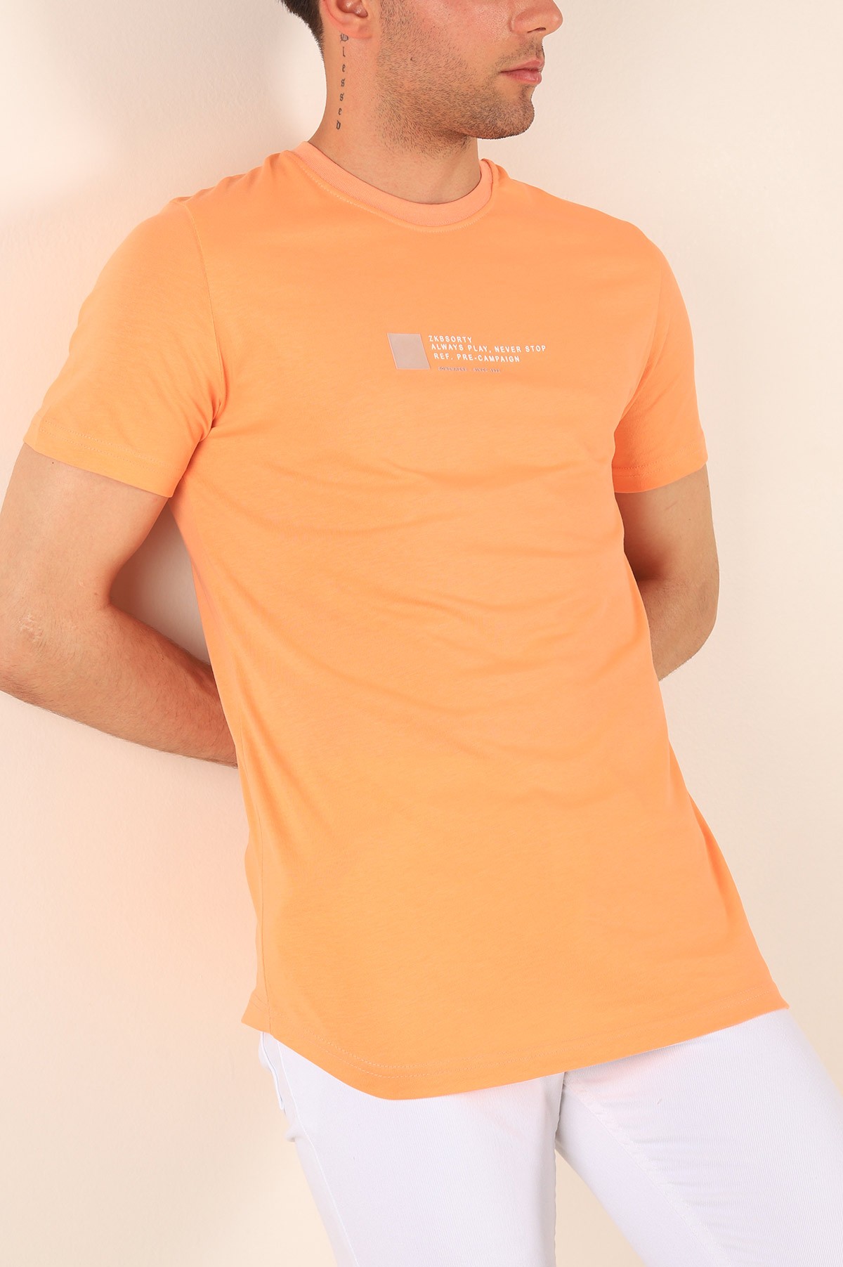 Somon Slim Fit Kabartma Yazı Detay Erkek Tişört 181957