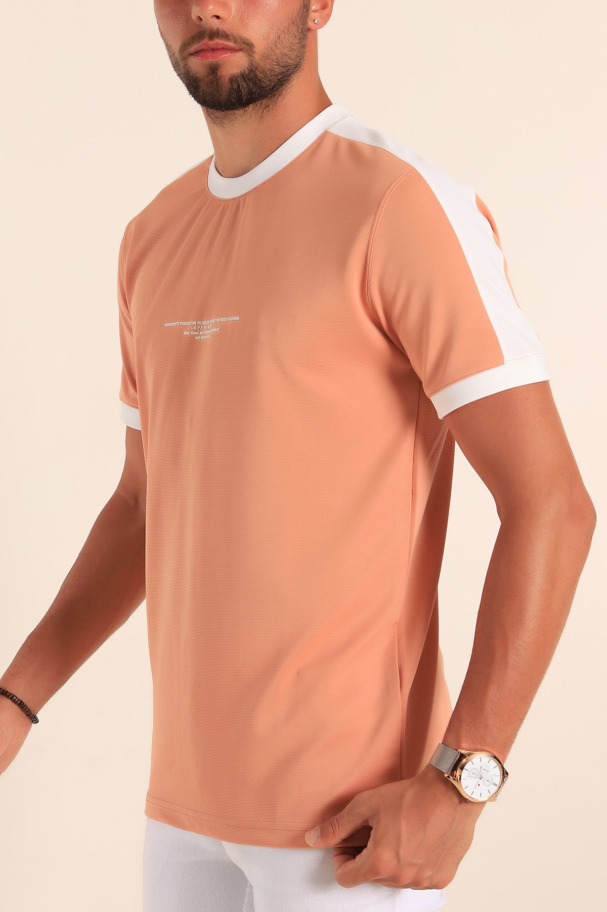Somon Slim Fit Kabartma Yazılı Erkek Tişört 190219