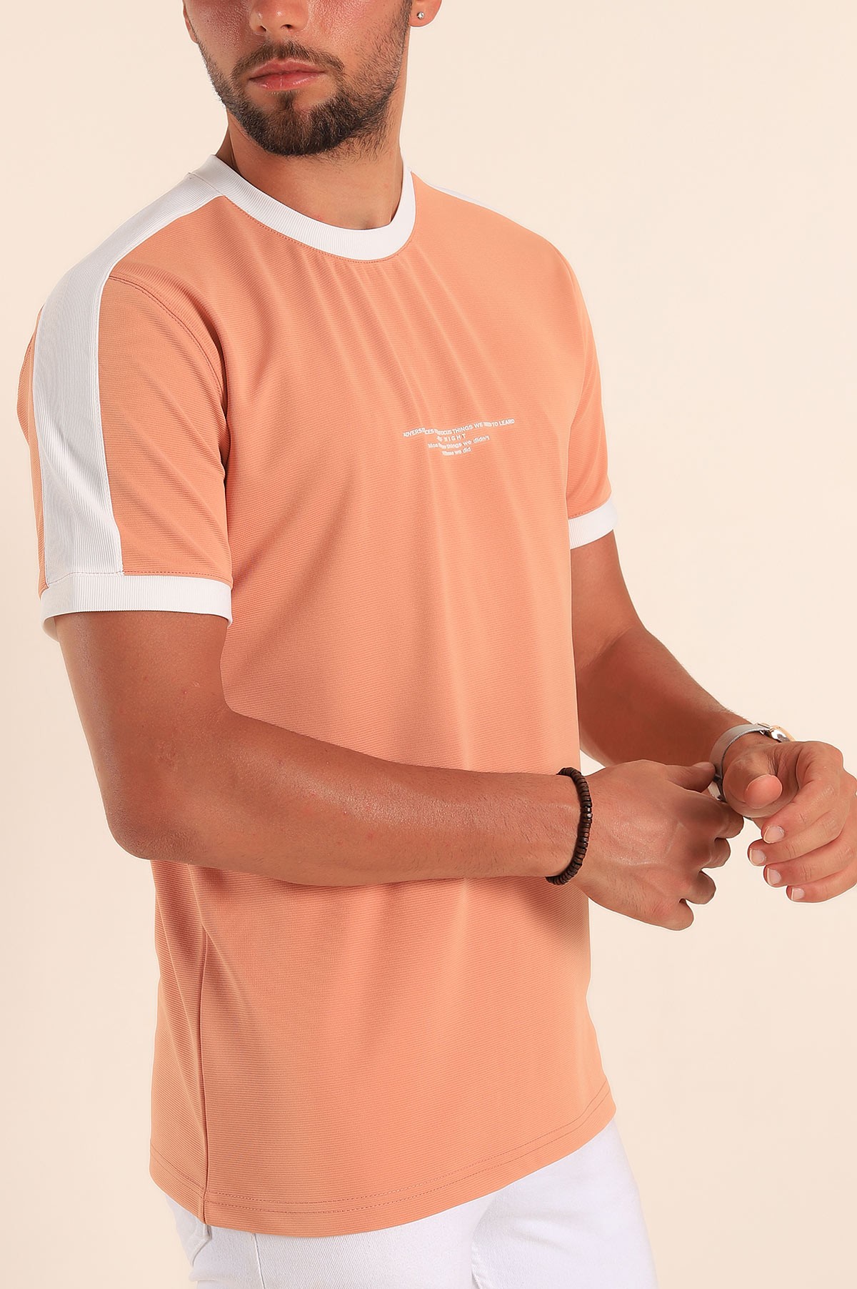 Somon Slim Fit Kabartma Yazılı Erkek Tişört 190219