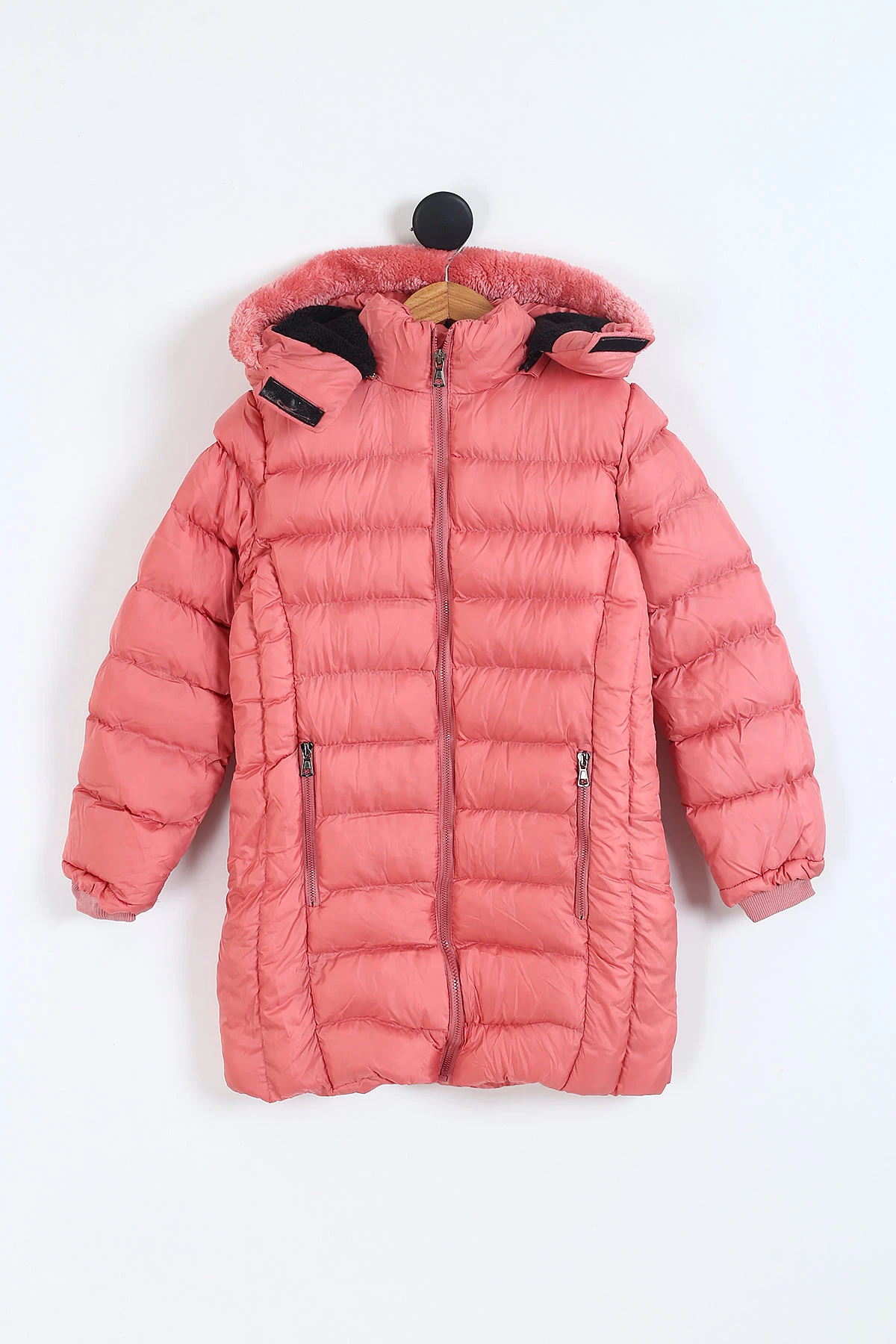 Somon(11-14 Yaş) Kapüşon Peluşlu İçi Kürklü Kız Çocuk Mont 309320