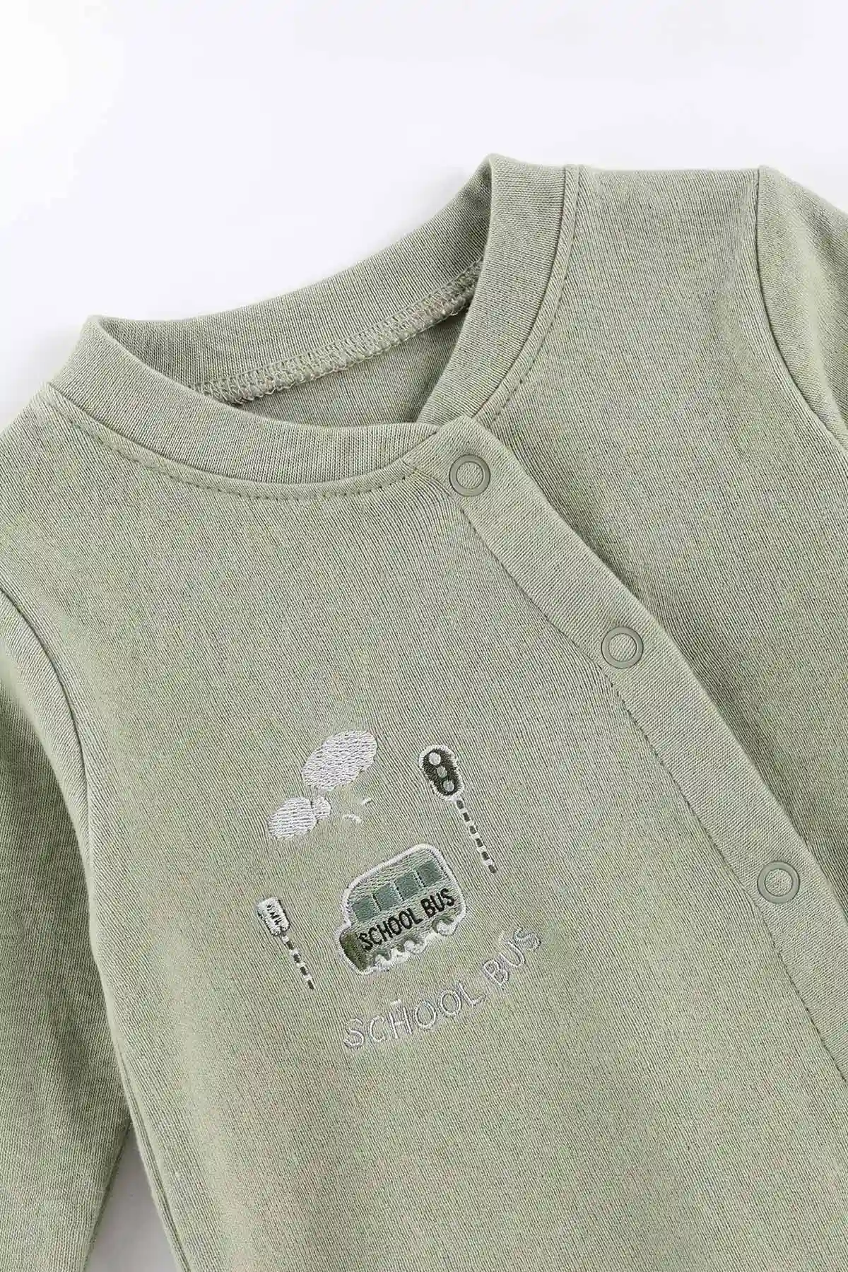Su Yeşili (0-3 Ay) Araba Baskılı Patikli 2'li Erkek Bebek Tulum 486924