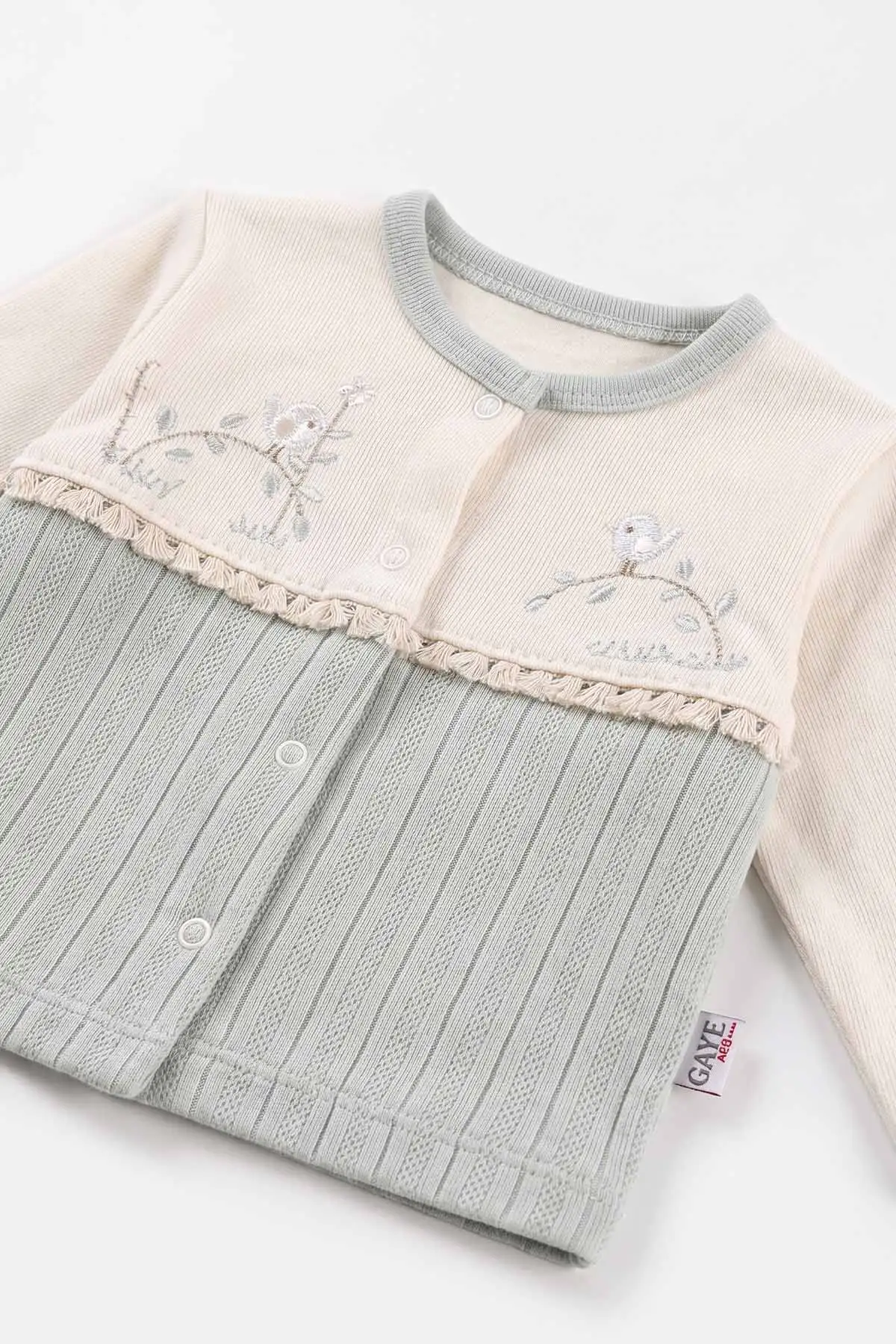 Su Yeşili (0-3 Ay)  Kuş Nakışlı 10'lu  Kız Bebek Zıbın Seti 475468