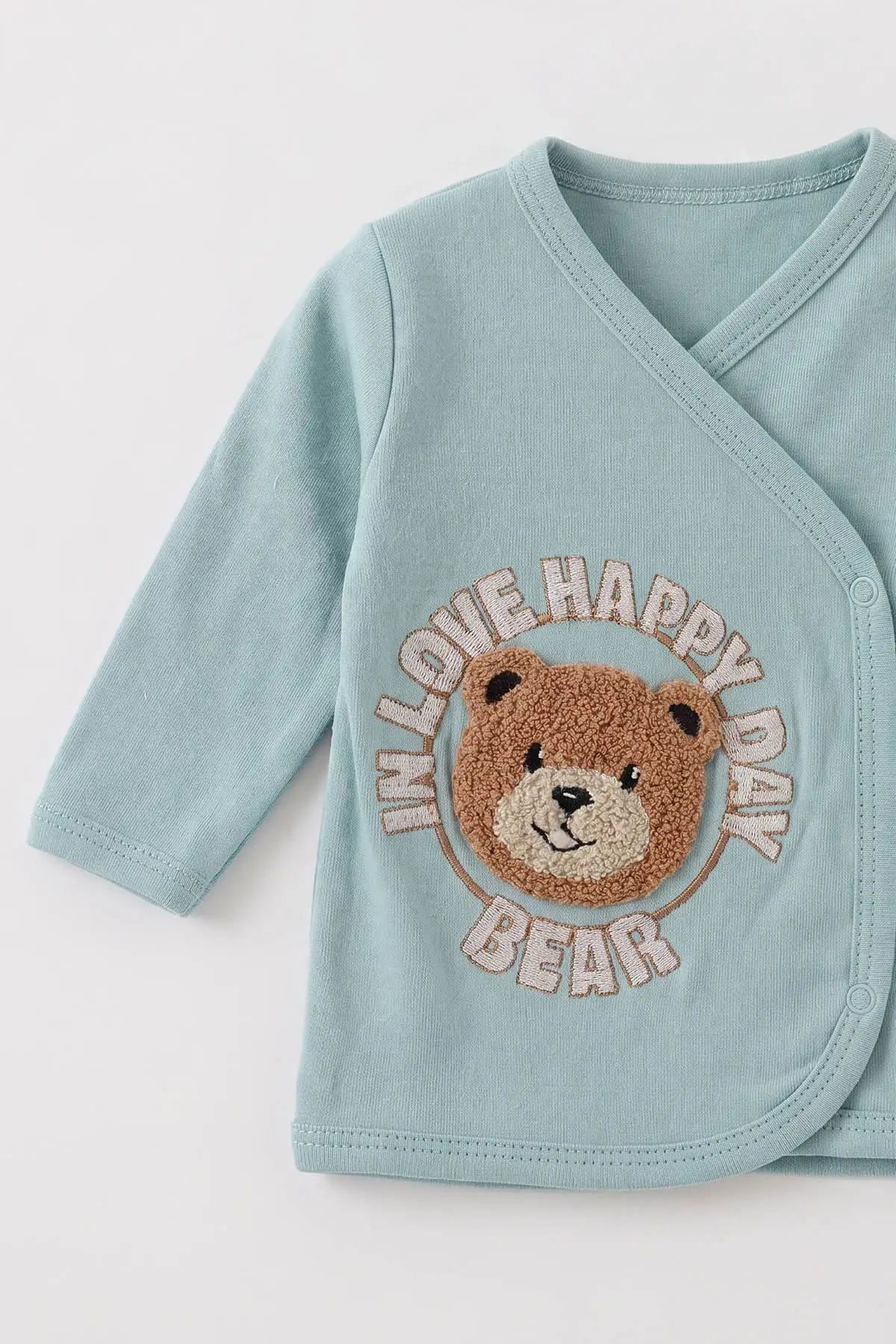 Su Yeşili (0-3 Ay)Happy Bear   Nakışlı  Patikli 5'li Erkek Bebek Takım 479311