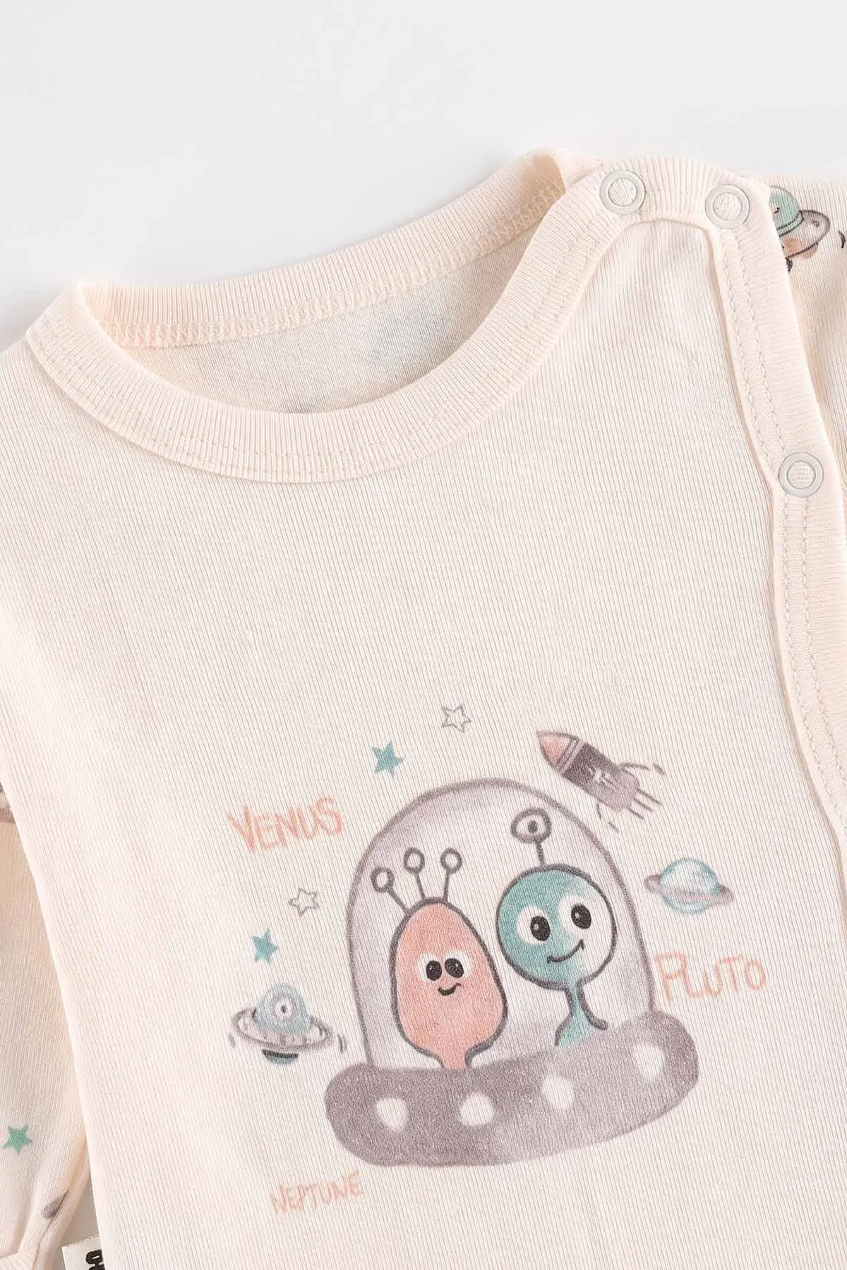 Su Yeşili (0-3 Ay)Uzay Baskılı  Patikli  3'lü Erkek Bebek Takım 477138