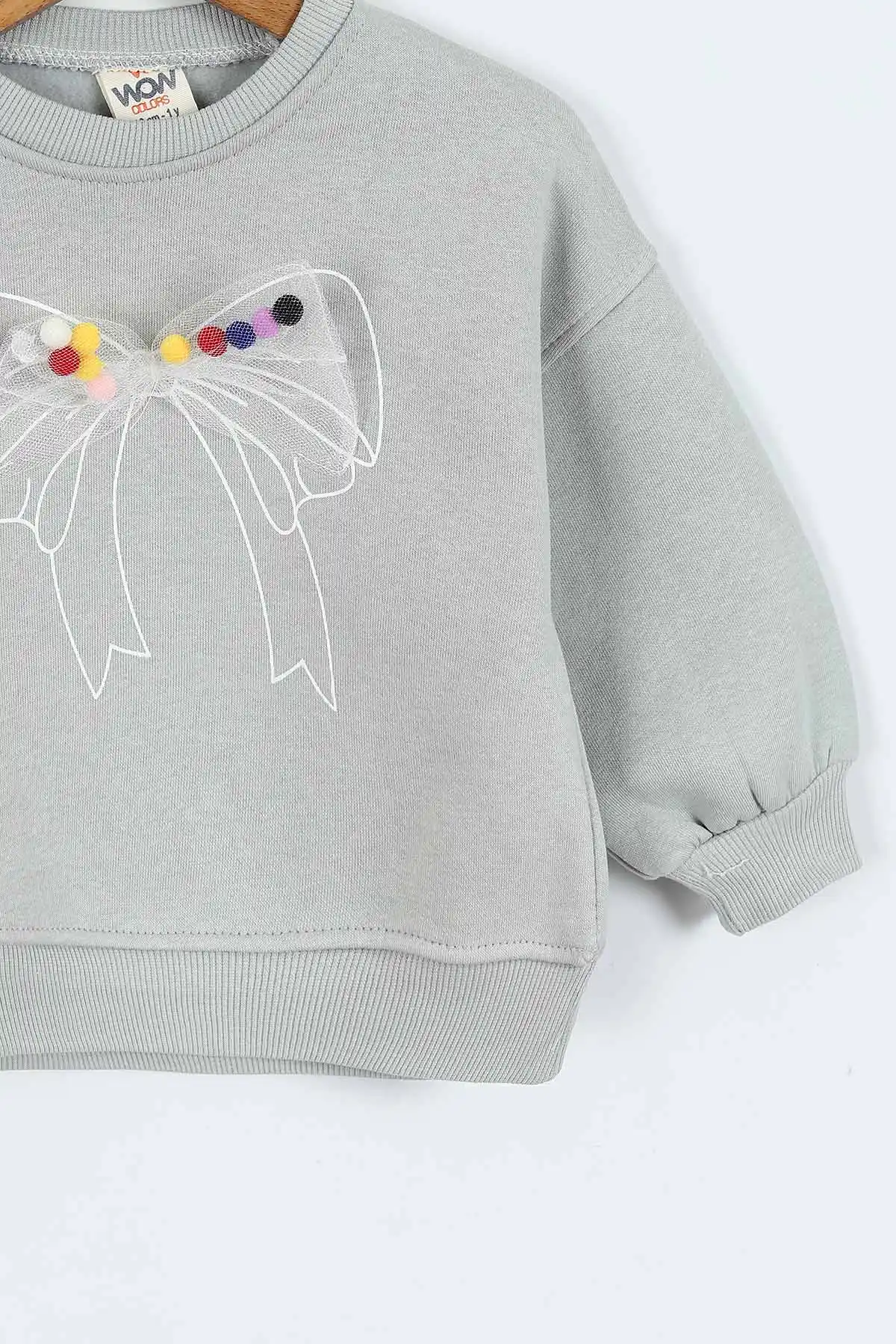Su Yeşili (0-4 Yaş) Fiyonk Detaylı  3  İp Şardonlu Kız Çocuk Sweatshirt 415019
