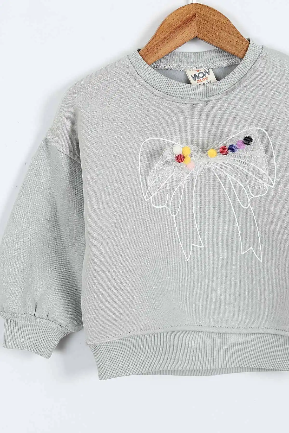 Su Yeşili (0-4 Yaş) Fiyonk Detaylı  3  İp Şardonlu Kız Çocuk Sweatshirt 415019