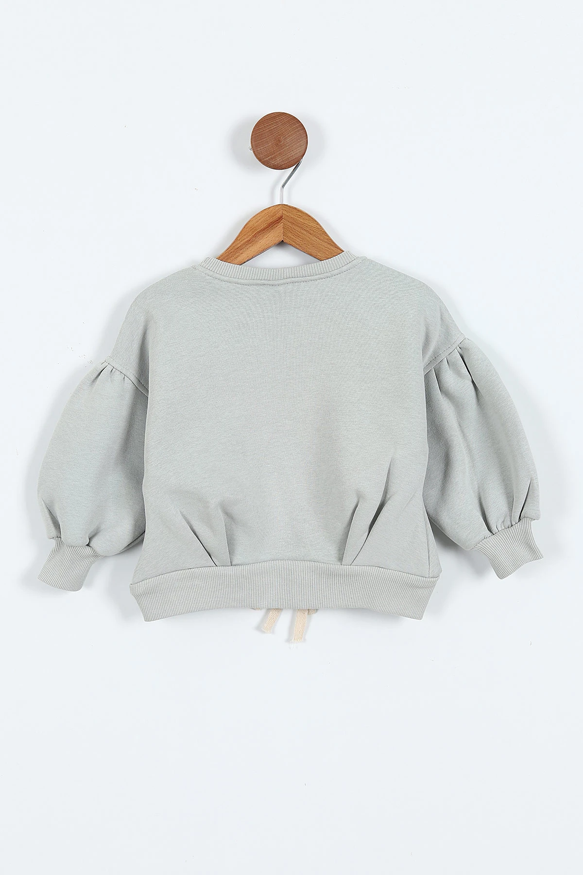 Su Yeşili (0-4 Yaş) Fiyonk ve Taş Baskılı 3  İp Şardonlu Kız Çocuk Sweatshirt 415026