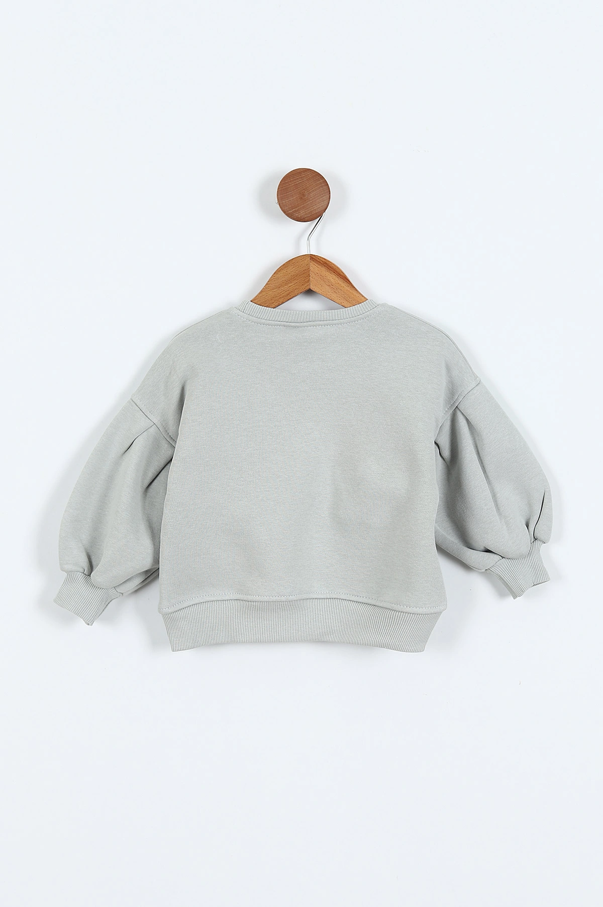 Su Yeşili (0-4 Yaş)Çiçek Nakışlı Baskılı  3 İp Şardonlu Kız Çocuk Sweatshirt 417583