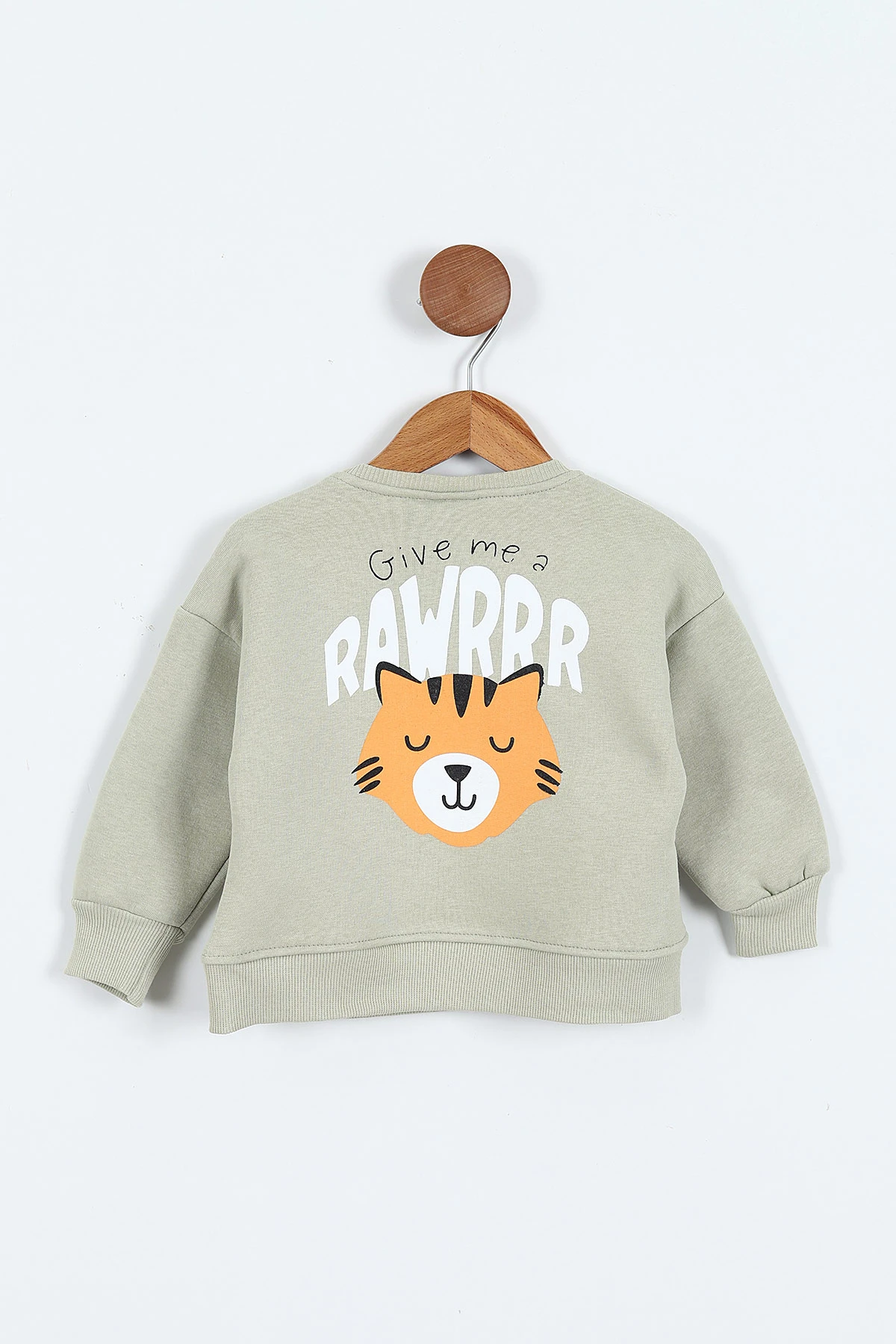 Su Yeşili (0-4 Yaş)Rawr Baskılı  3  İp Şardonlu Erkek Çocuk Sweatshirt 415036