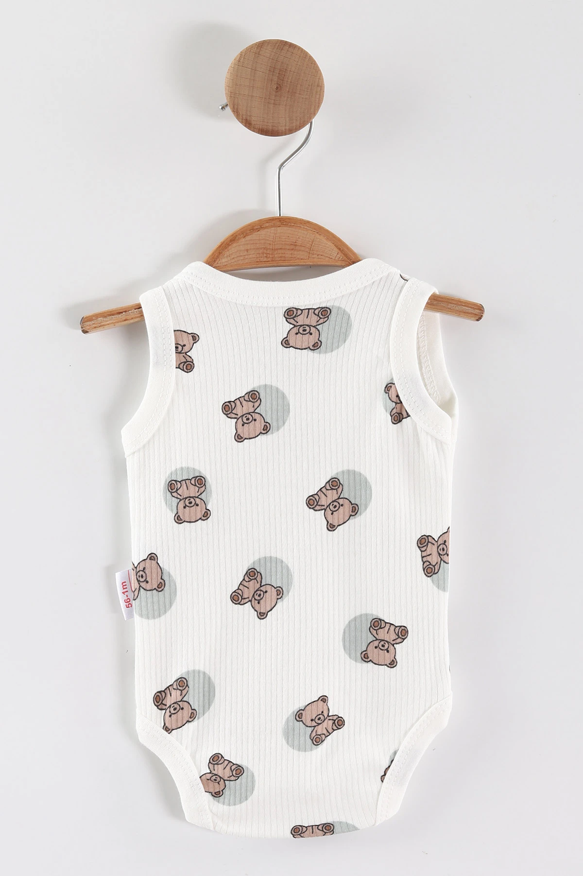 Su Yeşili (0-9 Ay) Ayıcık Baskılı Puantiye Desen Unisex Bebek Çıtçıtlı Badi 441438