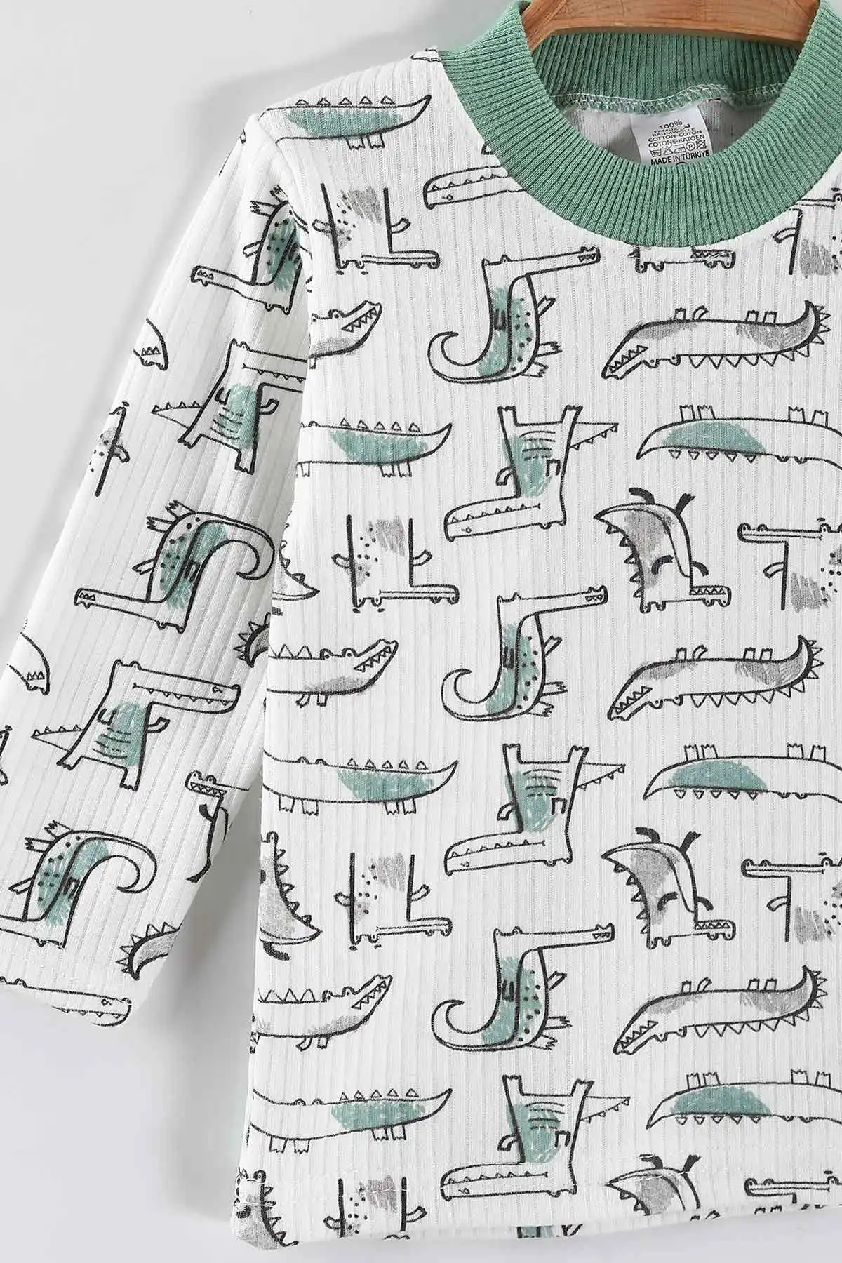 Su Yeşili (1-3 Yaş) Balık  Desenli Raporlu Çocuk Pijama Takım 459410