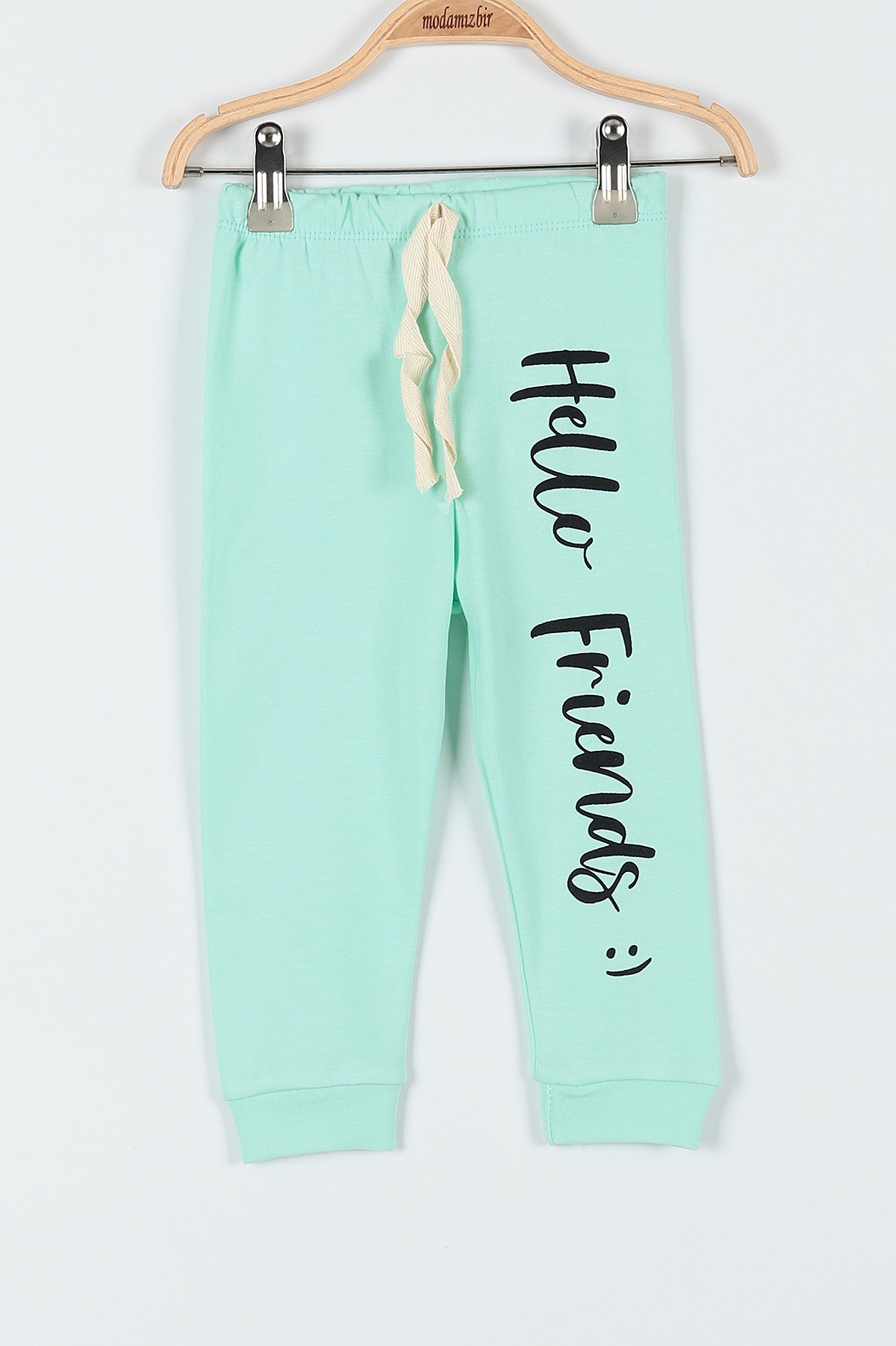 Su Yeşili (1-3 Yaş) Hello Friends Baskılı Kız Bebe Pijama Takım 181890