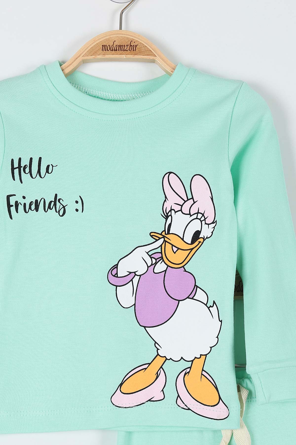 Su Yeşili (1-3 Yaş) Hello Friends Baskılı Kız Bebe Pijama Takım 181890