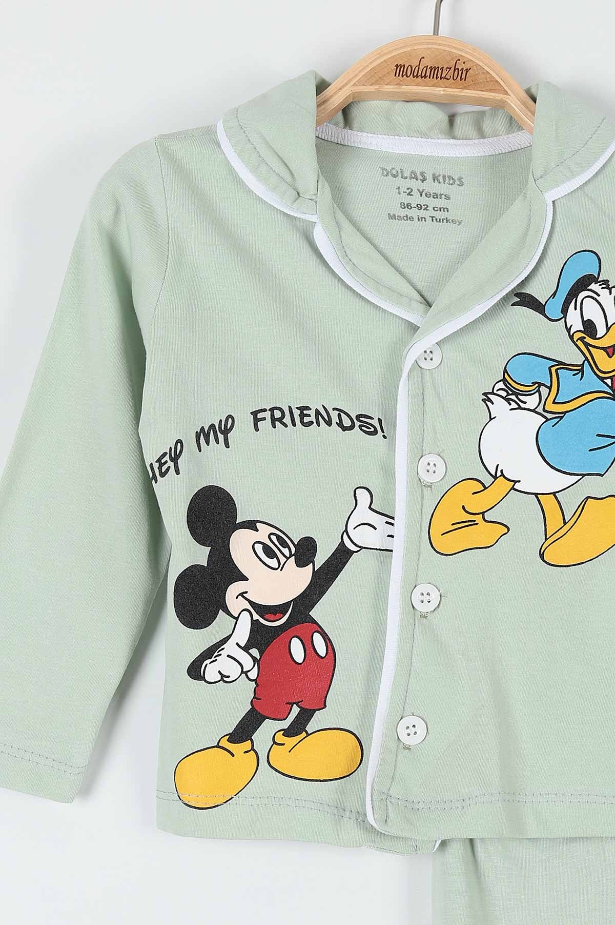 Su Yeşili (1-3 Yaş) Ördek Baskılı Erkek Bebe Pijama Takım 181873