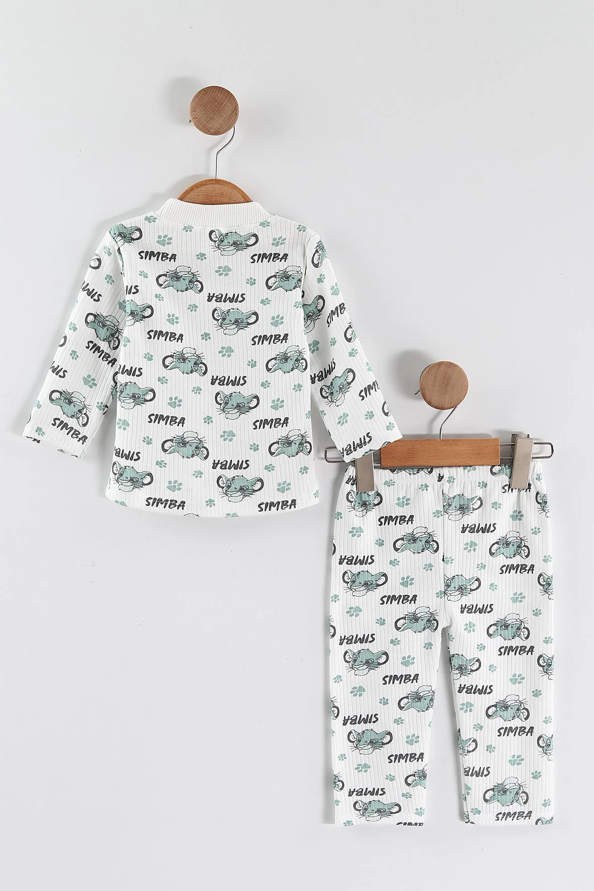 Su Yeşili (1-3 Yaş) Simba Desenli Raporlu Çocuk Pijama Takım 459396