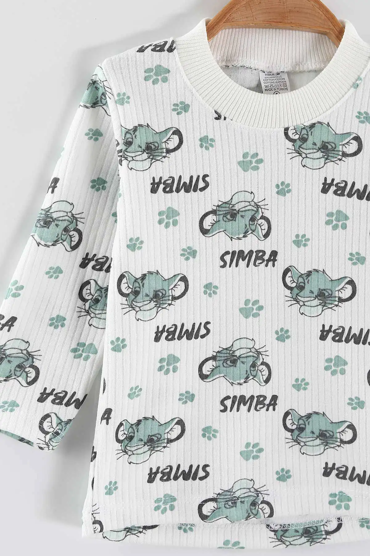 Su Yeşili (1-3 Yaş) Simba Desenli Raporlu Çocuk Pijama Takım 459396