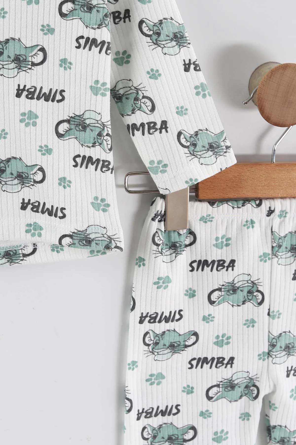 Su Yeşili (1-3 Yaş) Simba Desenli Raporlu Çocuk Pijama Takım 459396