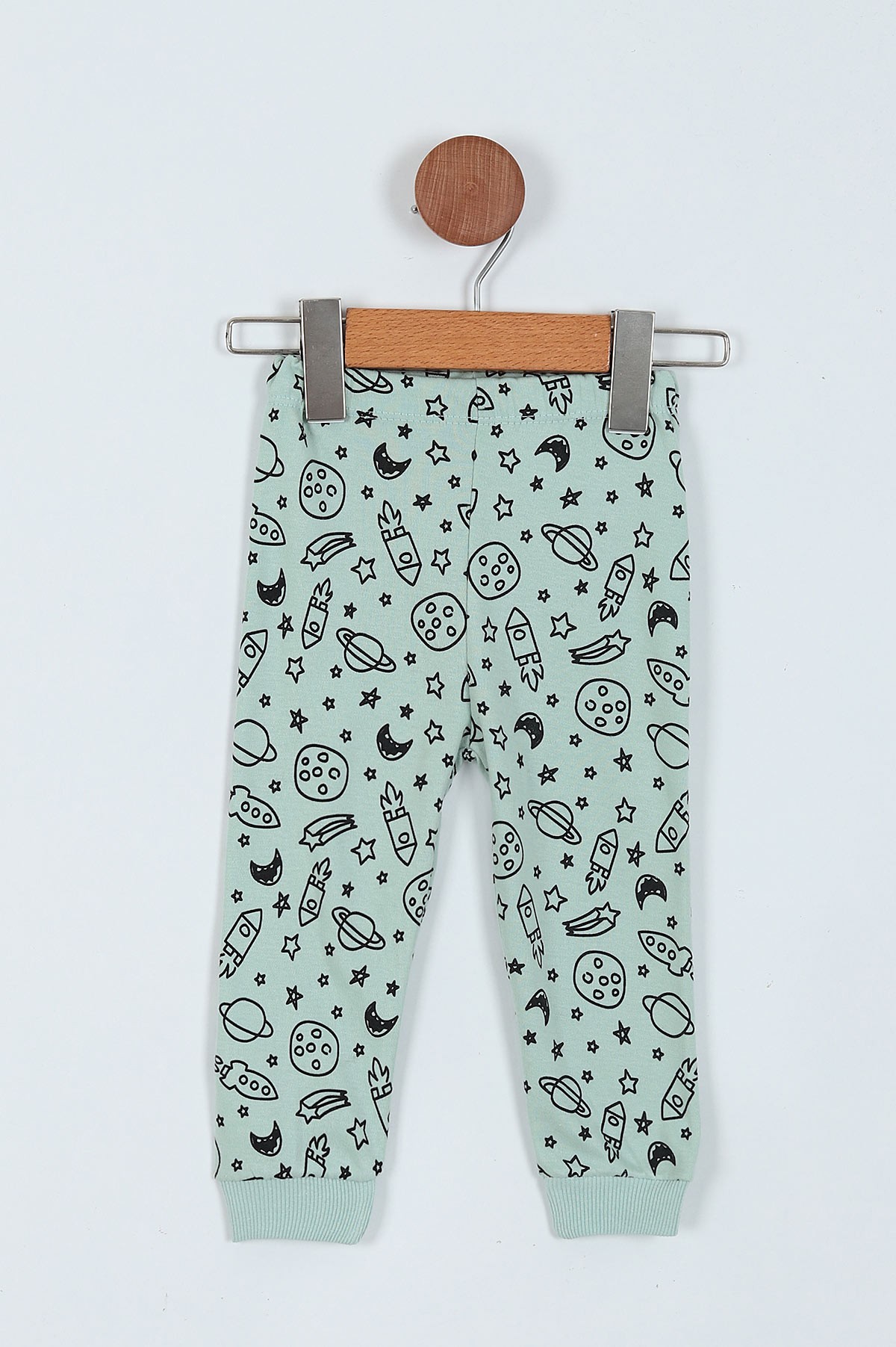 Su Yeşili (1-3 Yaş) Uzay Baskılı Erkek Çocuk Pijama Takım 219573