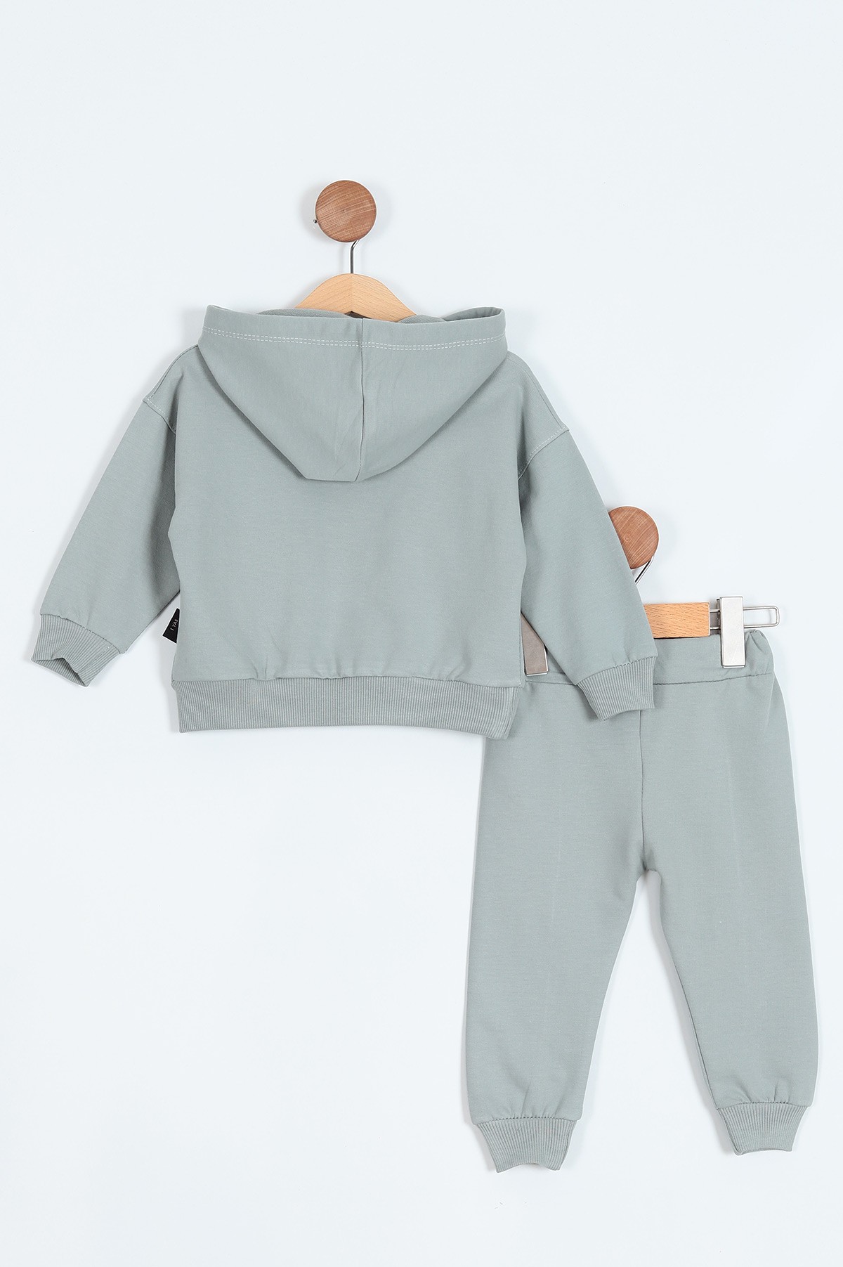 Su Yeşili (1-4 Yaş) Just Because Baskılı İki İp Kapüşonlu Çimalı Erkek Çocuk Takım 206833