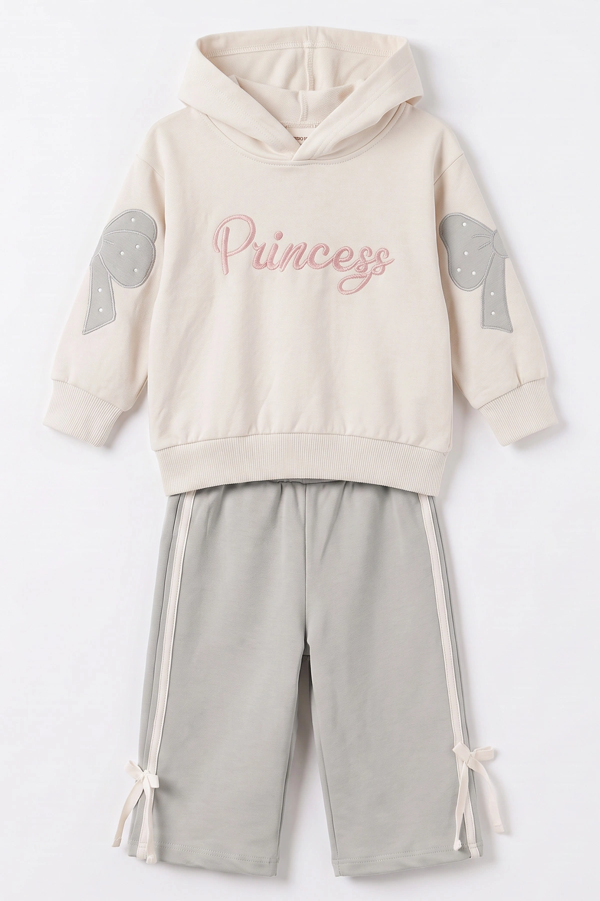 Su Yeşili (1-4 Yaş) Princess Nakışlı Kapüşonlu Sweatli  2 İp Kız Çocuk&Bebek 2'li Takım 495245