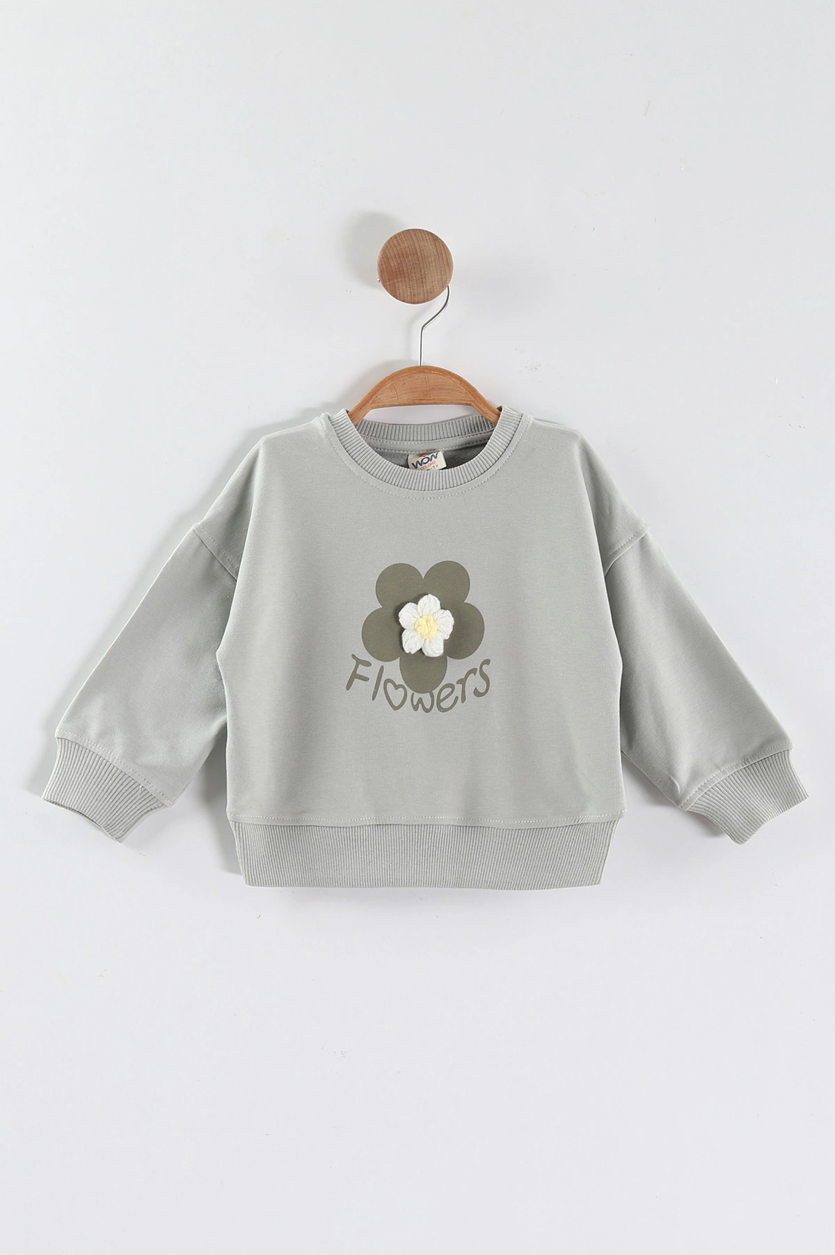 Su Yeşili (1-4 Yaş)Çiçek Motifli Kız Çocuk Sweatshirt 432892