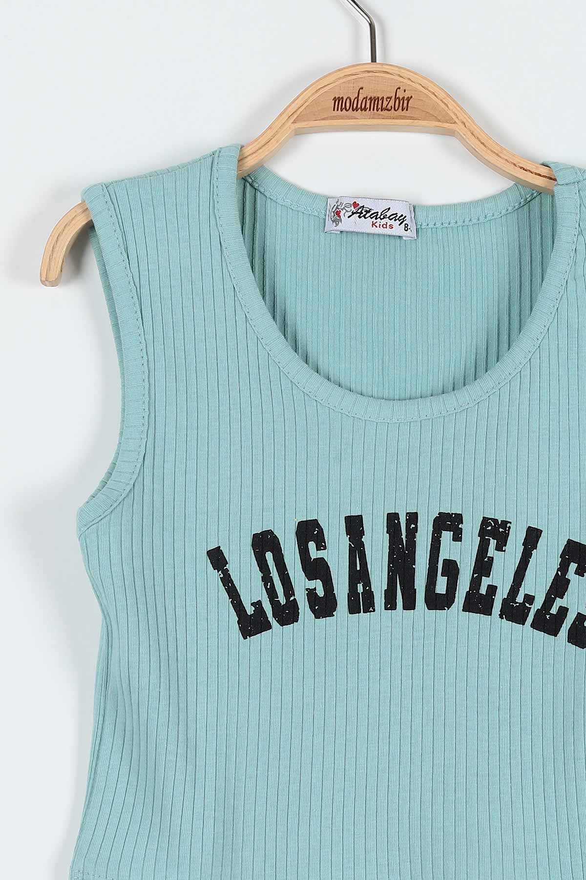 Su Yeşili (13-16 Yaş) Losangeles Baskılı Fitilli Kız Çocuk Takım 184966