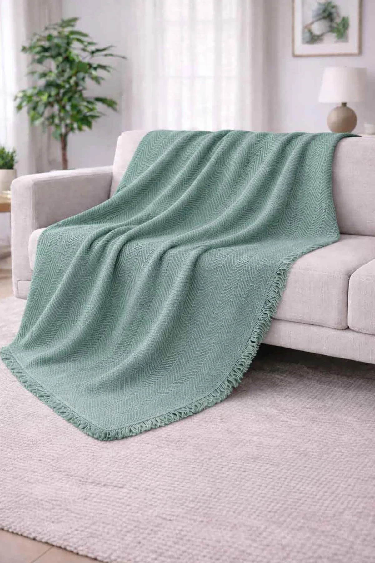 Su Yeşili 170x200 Cm Bella Home Çok Amaçlı Örtü - Koltuk Örtüsü - Pike 434789