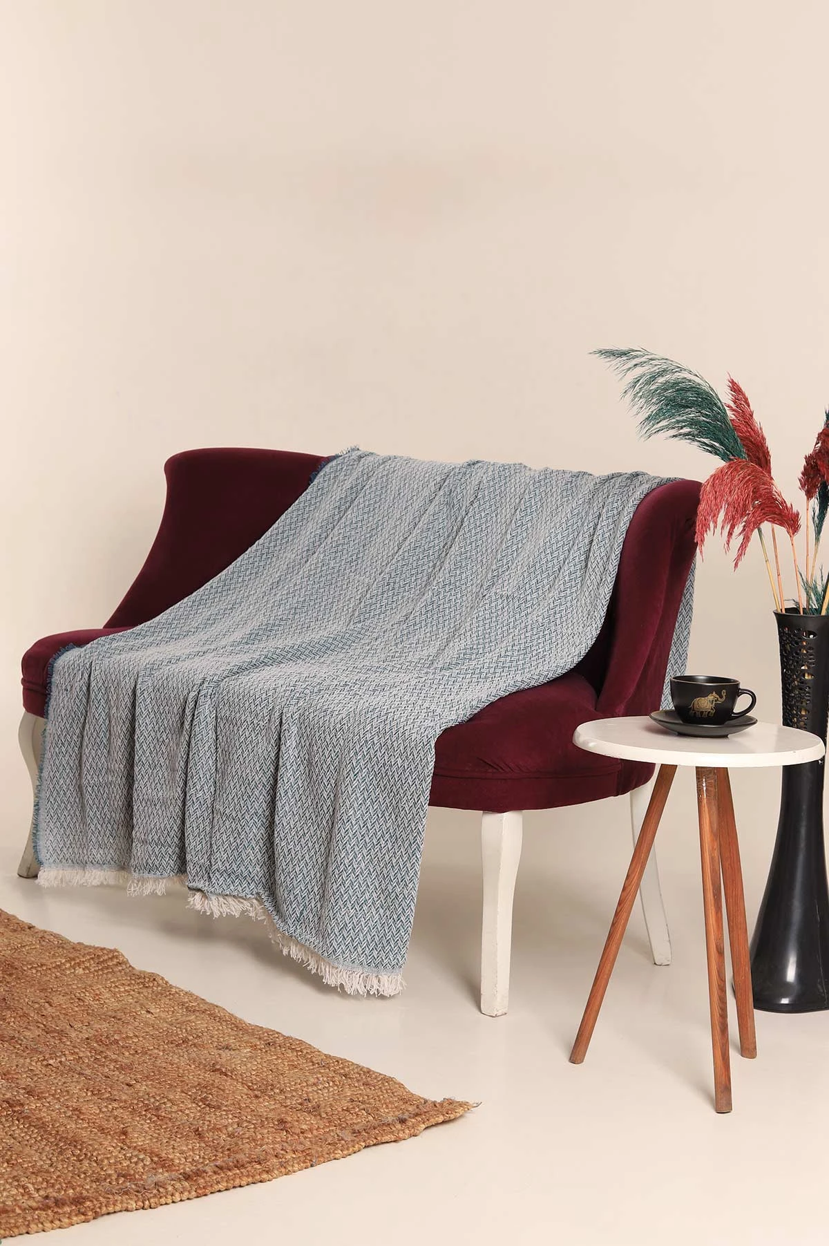 Su Yeşili 170x210 Çok Amaçlı Püsküllü Koltuk Örtüsü 257663
