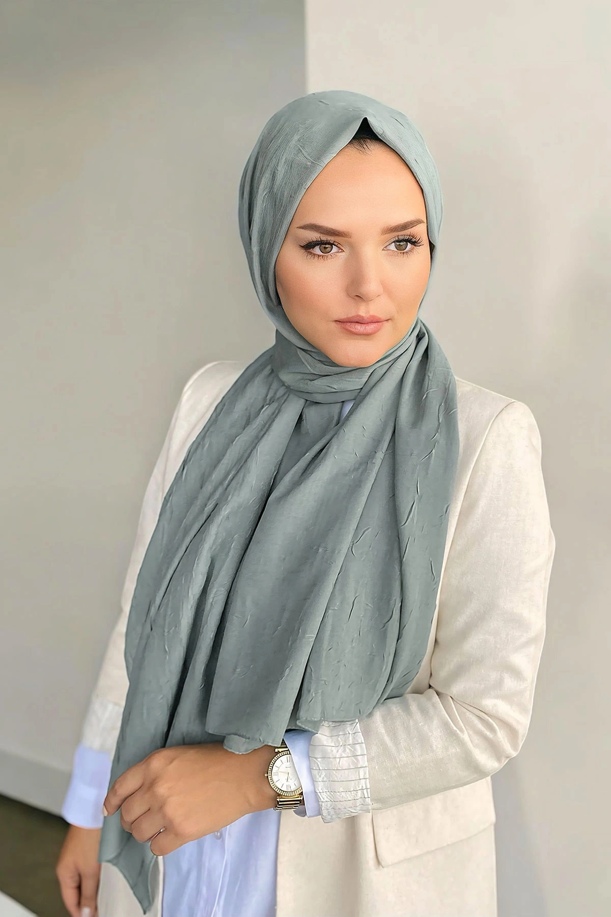Su Yeşili 180x70 Bambu Kraş Düz Desen Şal 318921