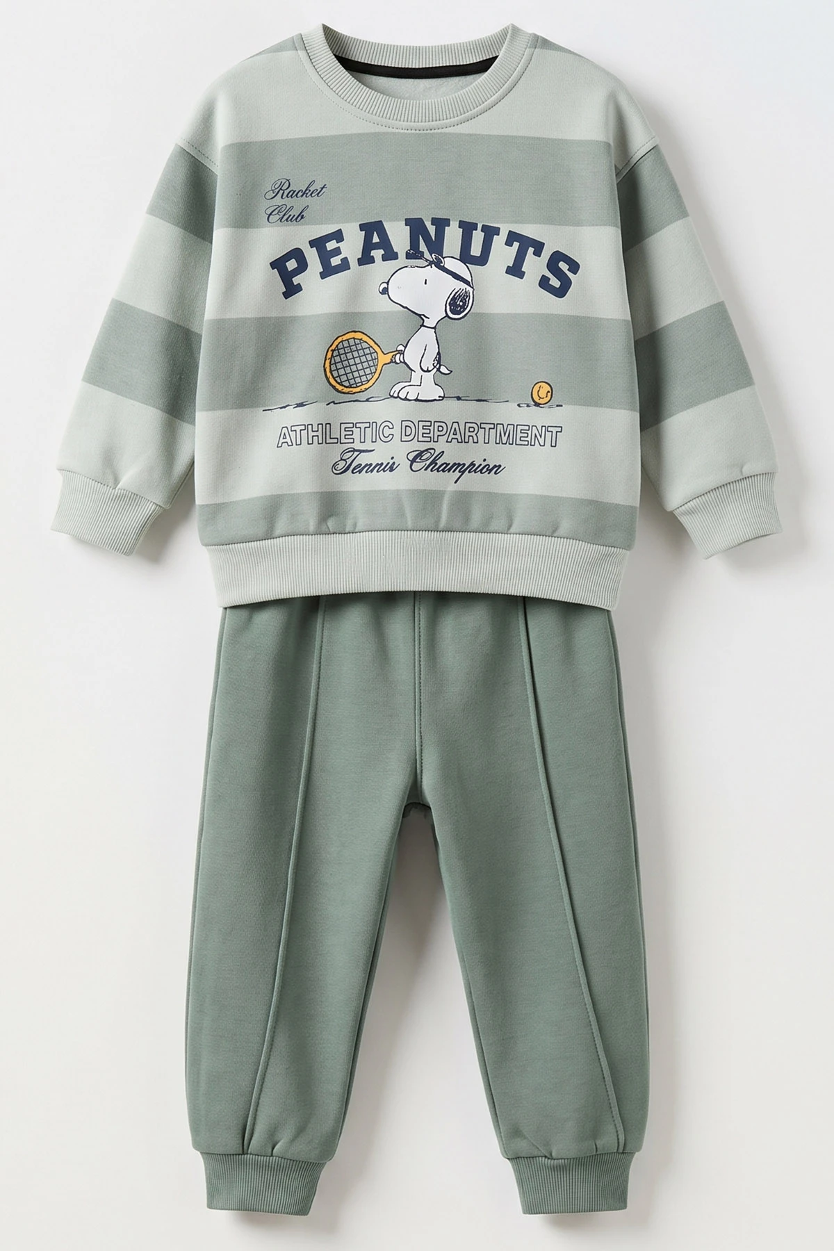 Su Yeşili (2-5 Yaş) Peanuts Baskılı Çimalı İçi Şardonlu Erkek Çocuk Takım 493091