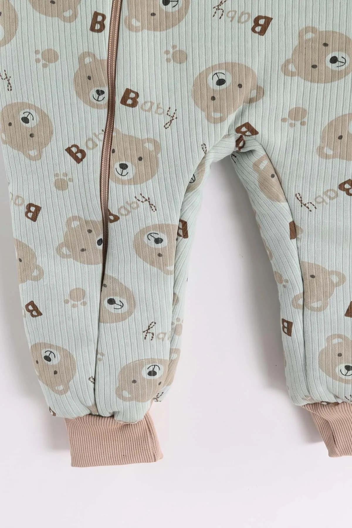 Su Yeşili (2-6 Yaş)Baby Bear Desenli Çapraz Fermuarlı Çocuk Uyku Tulumu 490033