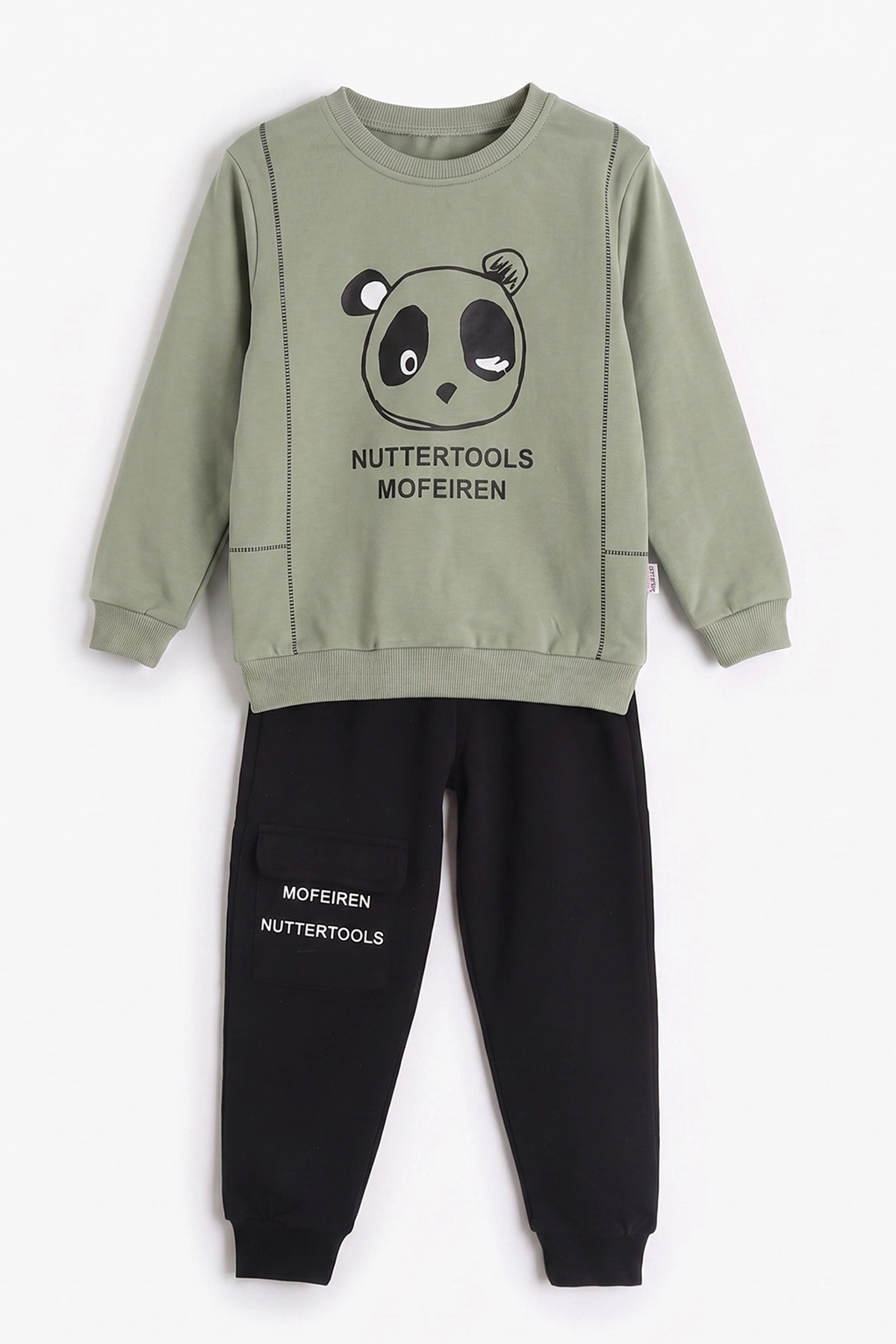 Su Yeşili (2-6 Yaş)Panda Baskılı  2 İp Erkek Çocuk Mevsimlik Takım 472733