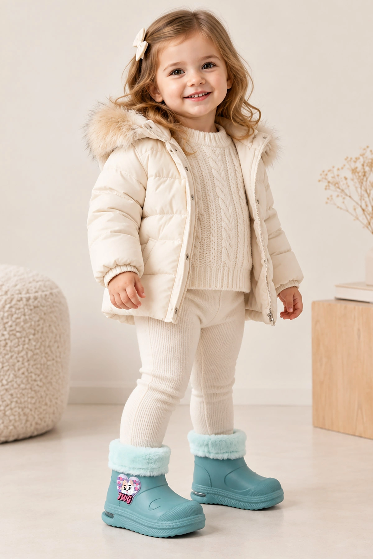 Su Yeşili ( 24 - 31 ) Işıklı Peluş Kız Çocuk Bot 499594