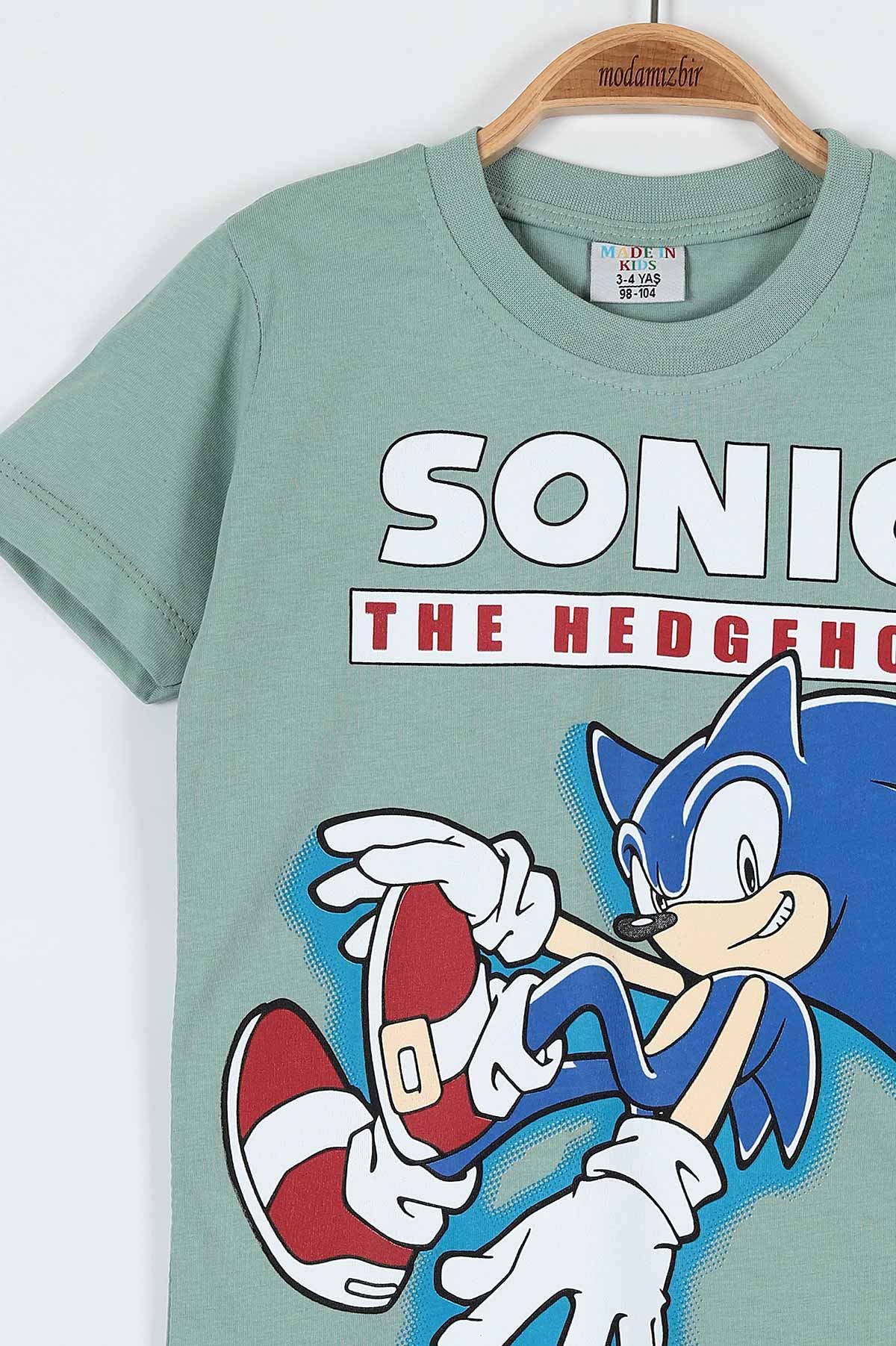 Su Yeşili (3-10 Yaş) Sonic Baskılı Şortlu Erkek Çocuk Takım 184500