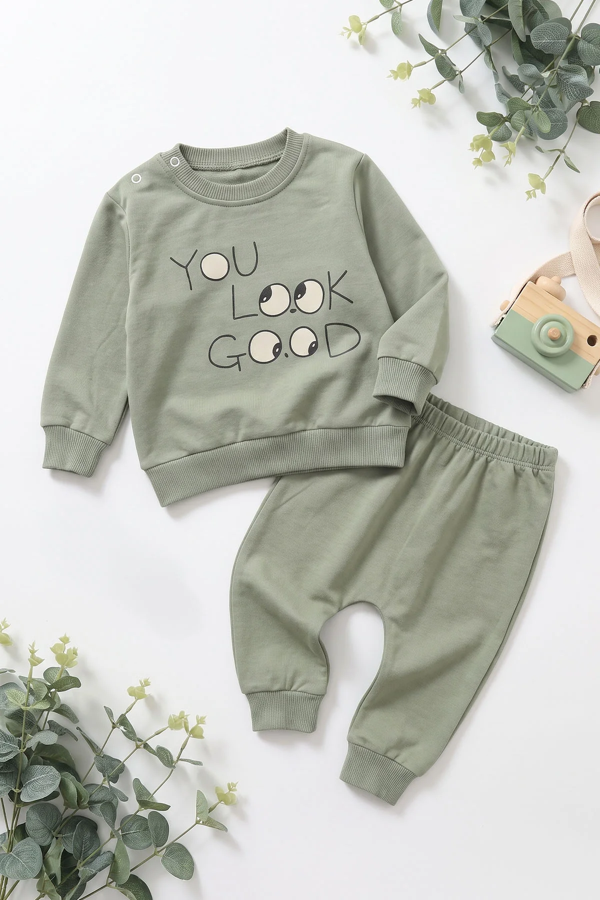 Su Yeşili (3-24 Ay)You Look Good Baskılı 2 İp Erkek Bebek Mevsimlik Takım 472775