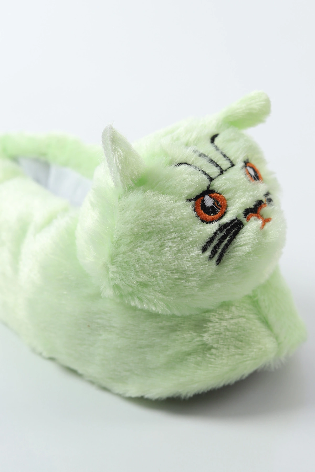 Su Yeşili ( 30 - 35 ) Kedi Figürlü Peluş Kız Çocuk Panduf 490439