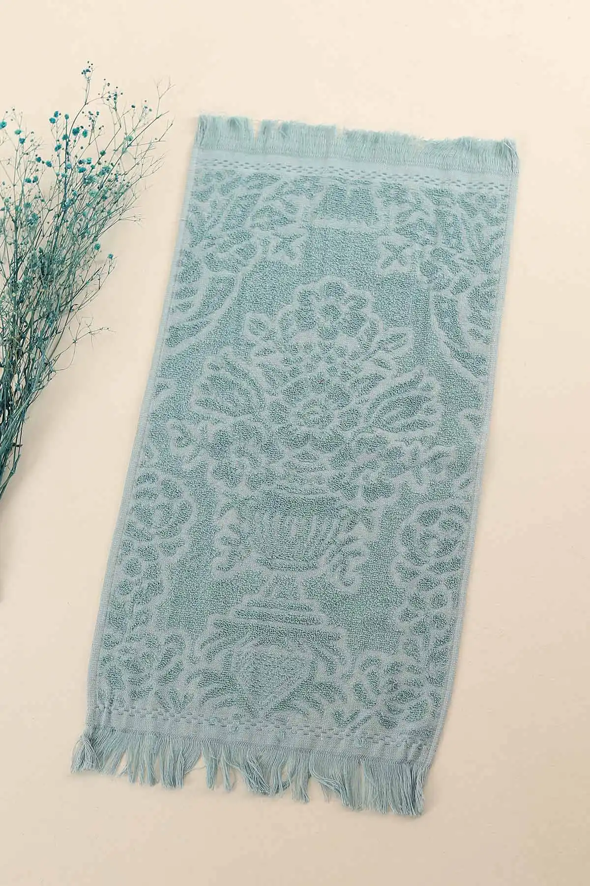 Su Yeşili 30x50 Saçaklı Coco Desen Havlu 288570
