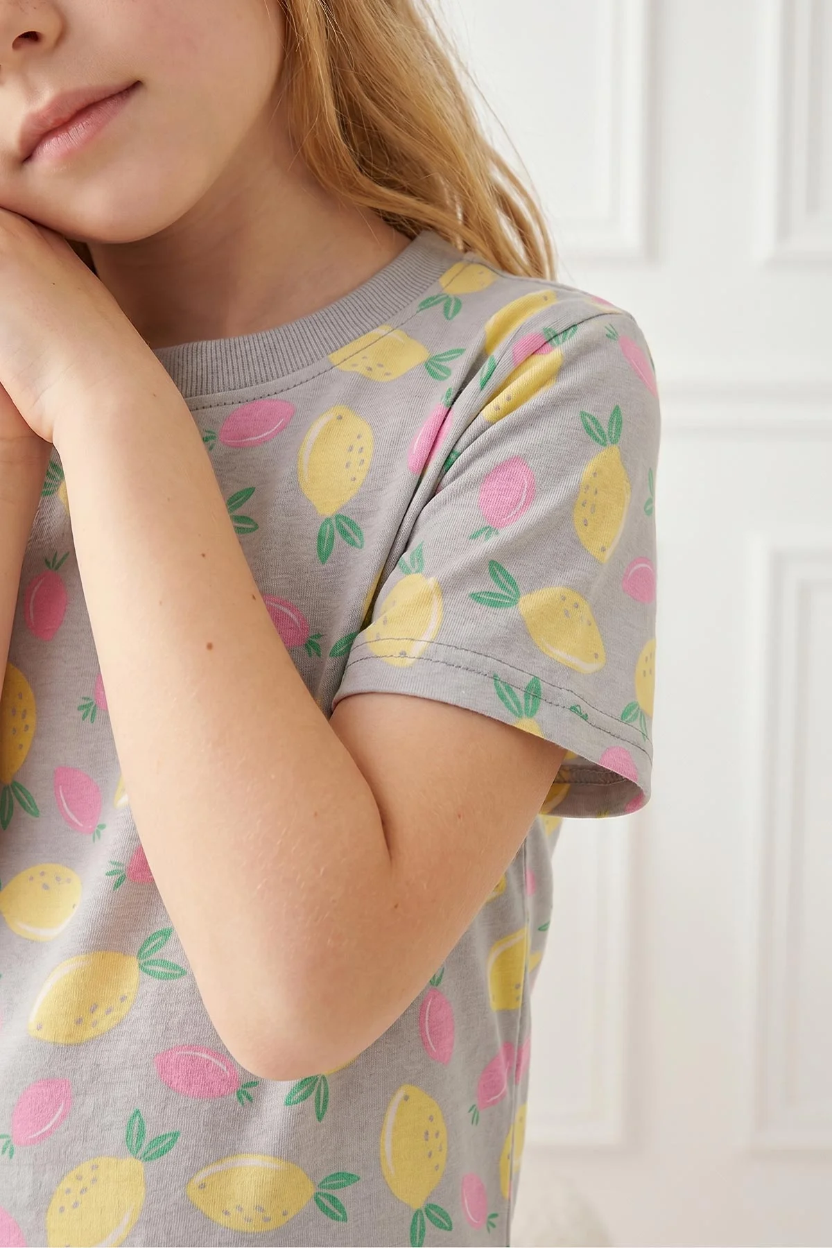 Su Yeşili (4-13 Yaş)Limon Desenli Kız Çocuk Pijama Takımı 461473