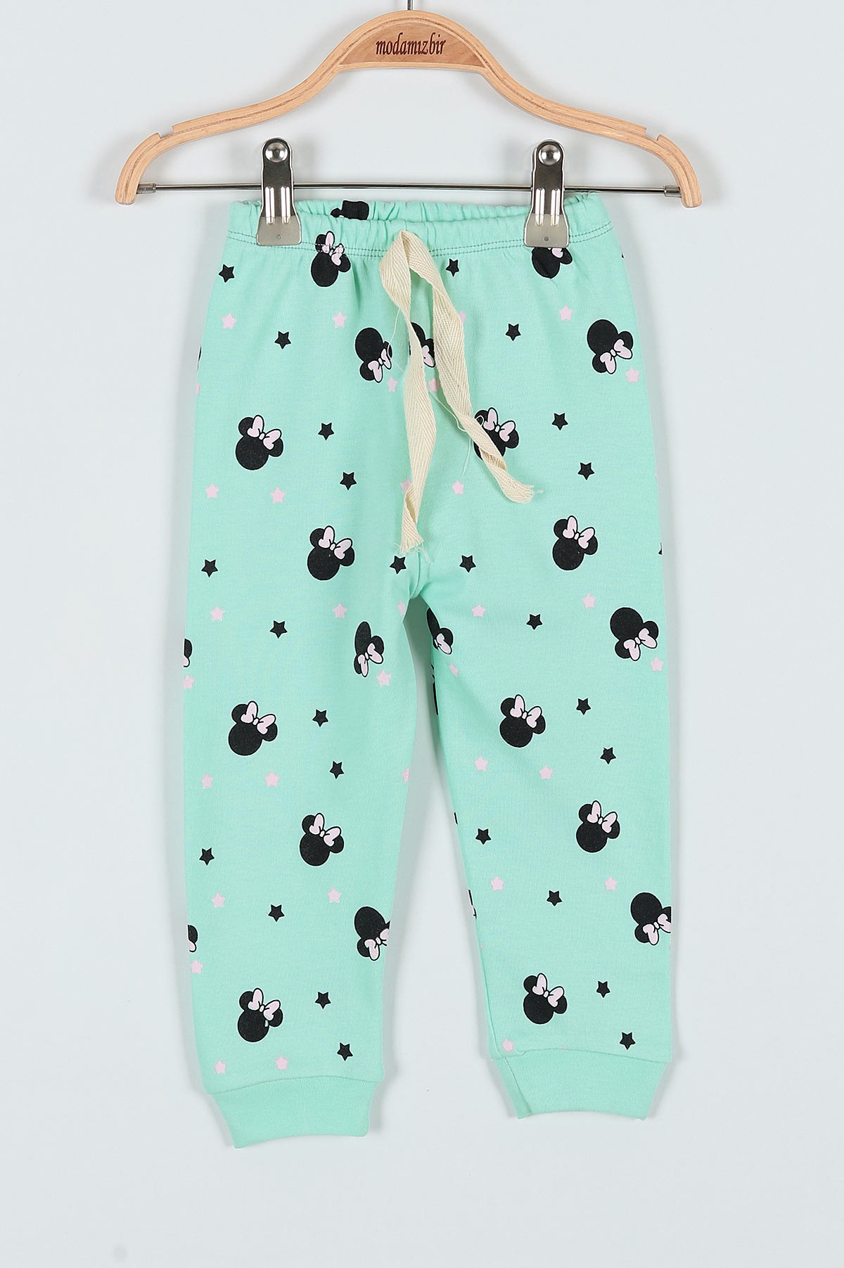 Su Yeşili (4-6 Yaş) Uykucu Fare Baskılı Kız Çocuk Pijama Takım 181954