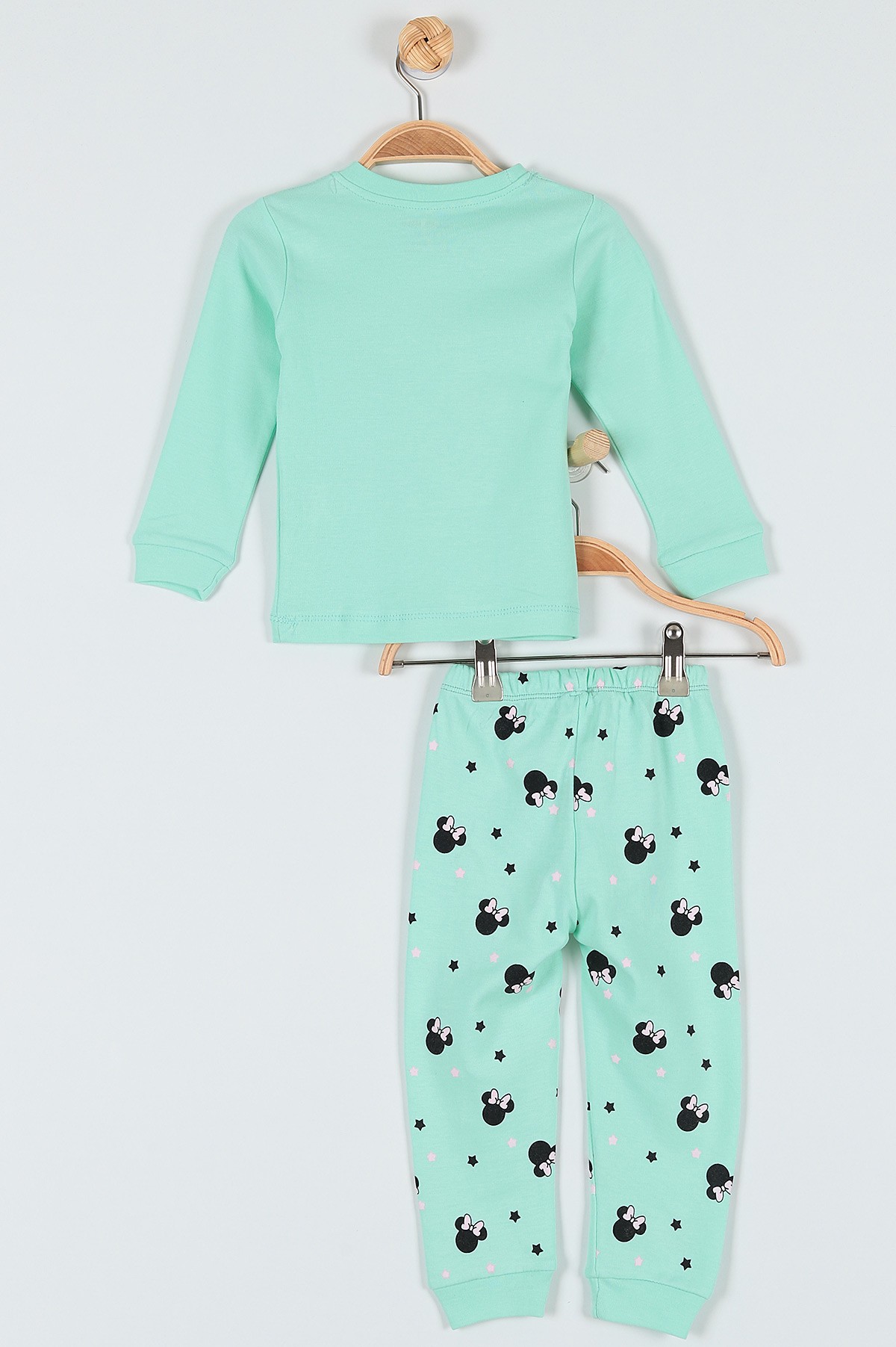 Su Yeşili (4-6 Yaş) Uykucu Fare Baskılı Kız Çocuk Pijama Takım 181954