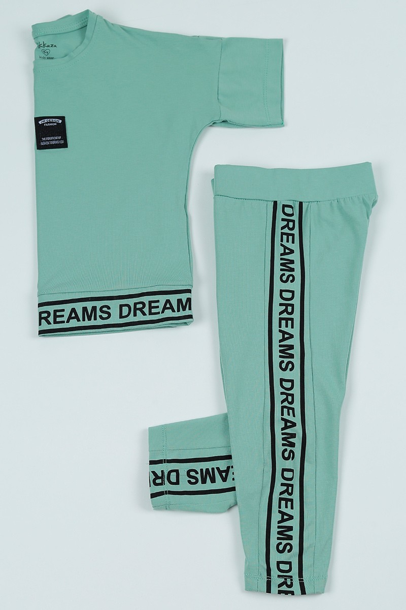 Su Yeşili (5-8 Yaş) Dreams Baskılı Kız Çocuk Takım 97558