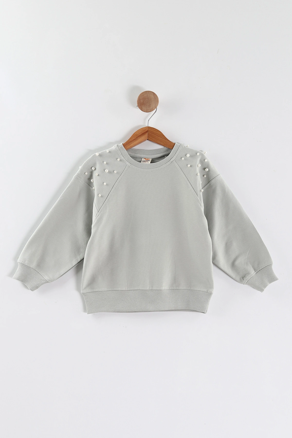 Su Yeşili (5-8 Yaş)Omuzları İncili Kız Çocuk Sweatshirt 432897