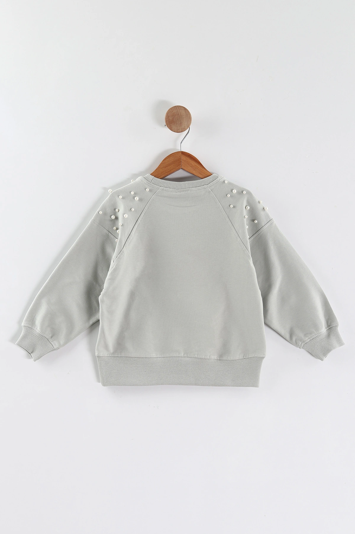 Su Yeşili (5-8 Yaş)Omuzları İncili Kız Çocuk Sweatshirt 432897