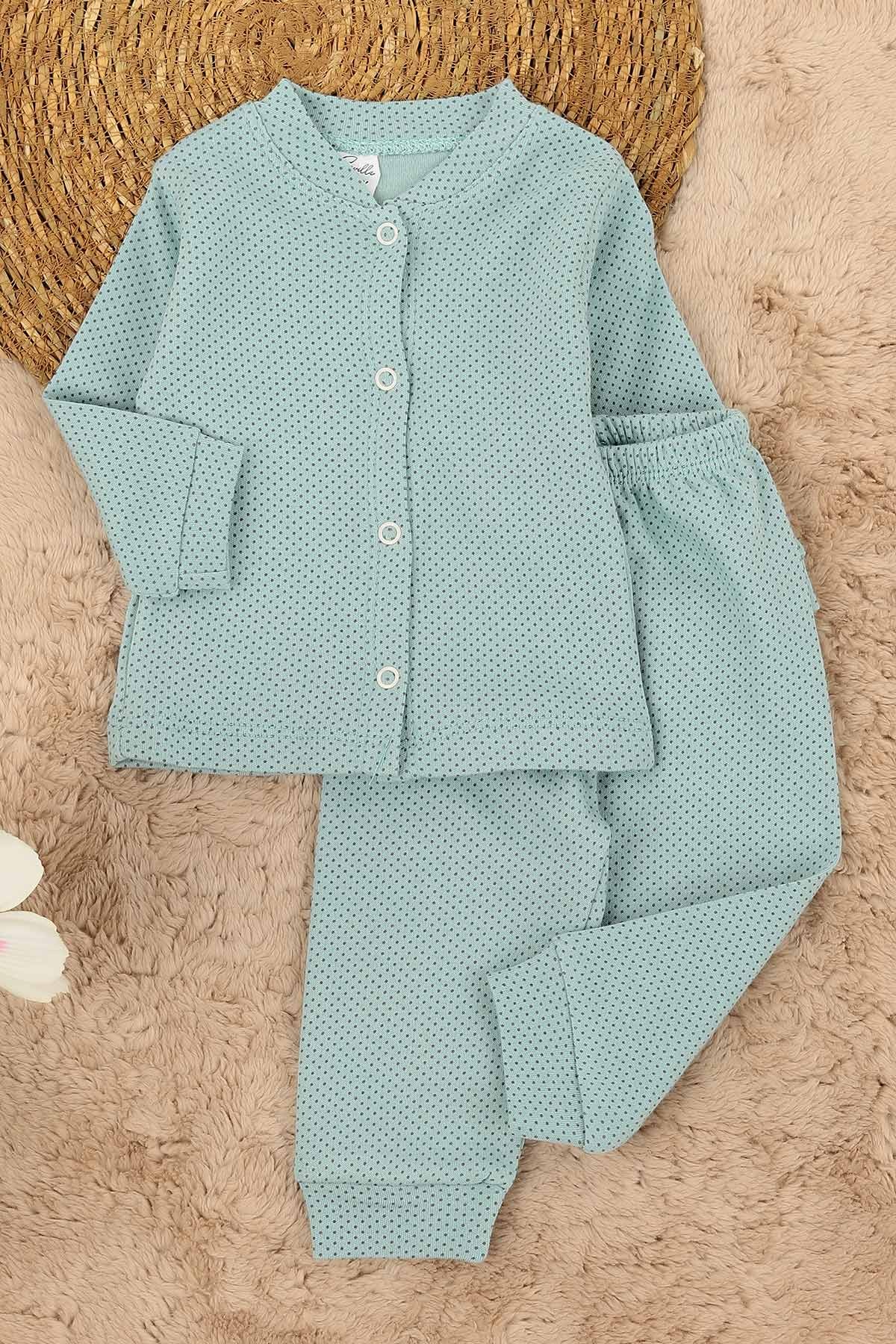 Su Yeşili (6-12 Ay) Puanlı Önden Çıtçıtlı Bebe Takım 148425