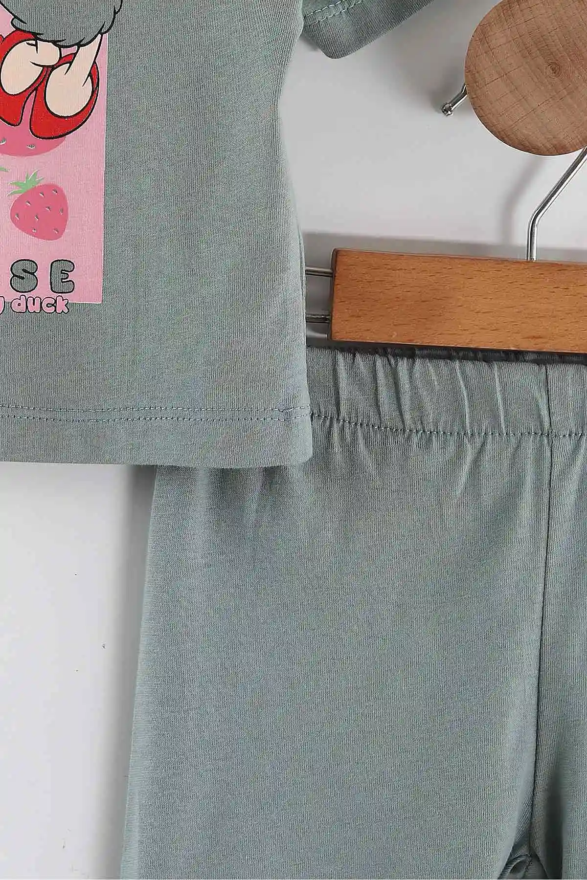 Su Yeşili (6-24 Ay) Karakter Baskılı Şortlu Süprem  Kız Bebek Yazlık Takım 461820