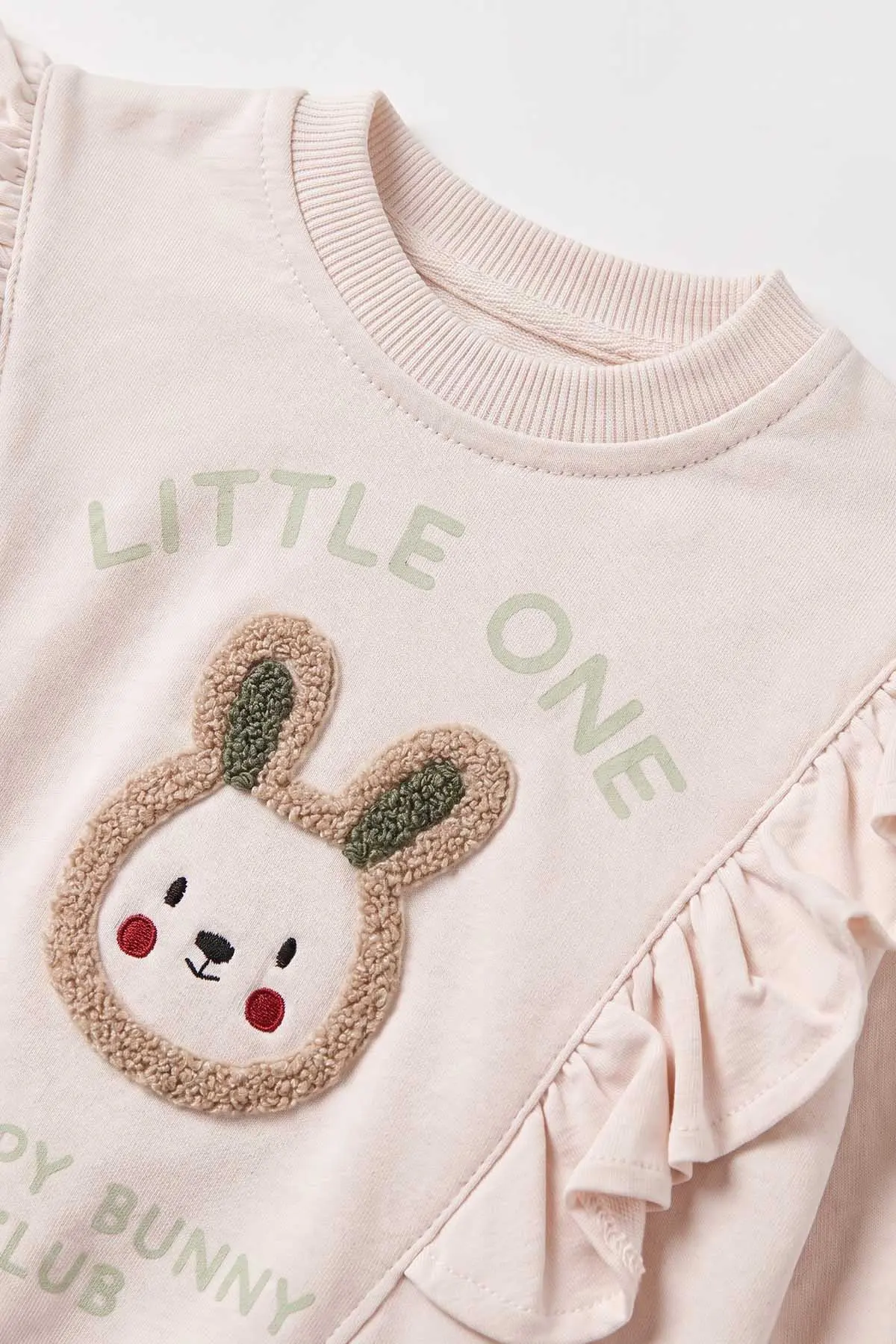 Su Yeşili (6-24 Ay) Little One Baskılı Nakışlı  2 İp Kız Bebek Mevsimlik Takım 475680