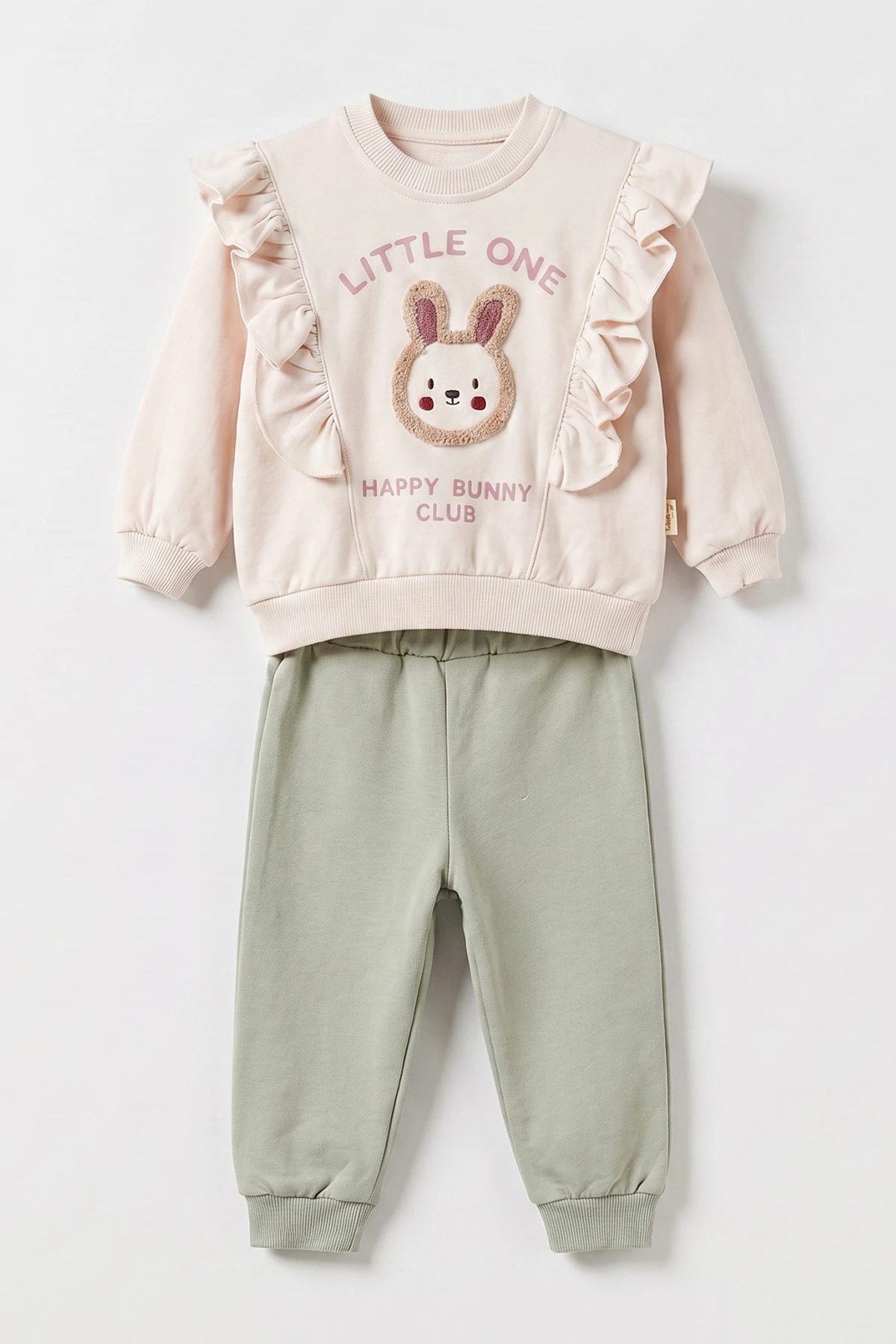 Su Yeşili (6-24 Ay) Little One Baskılı Nakışlı  2 İp Kız Bebek Mevsimlik Takım 475680