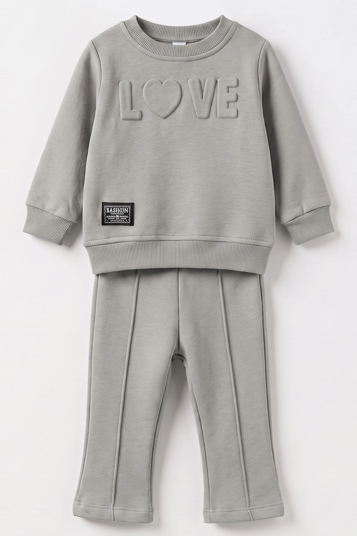 Su Yeşili (6-24 Ay) Love Kabartma Baskılı 3 İp Şardonlu Kız Bebek 2'li Takım 495619